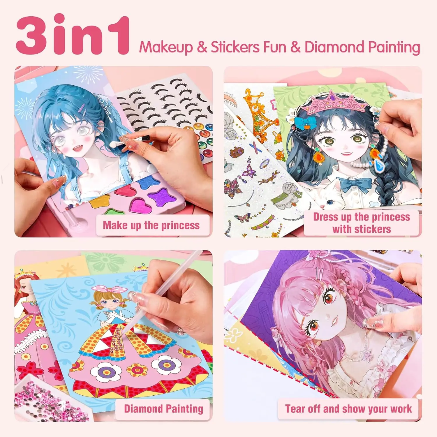 ZHOC Art Craft Paper Craft Kits for Girls Ages 4-8 Princess for DIY Kit with Storage Case-Christmas Birthday Gifts