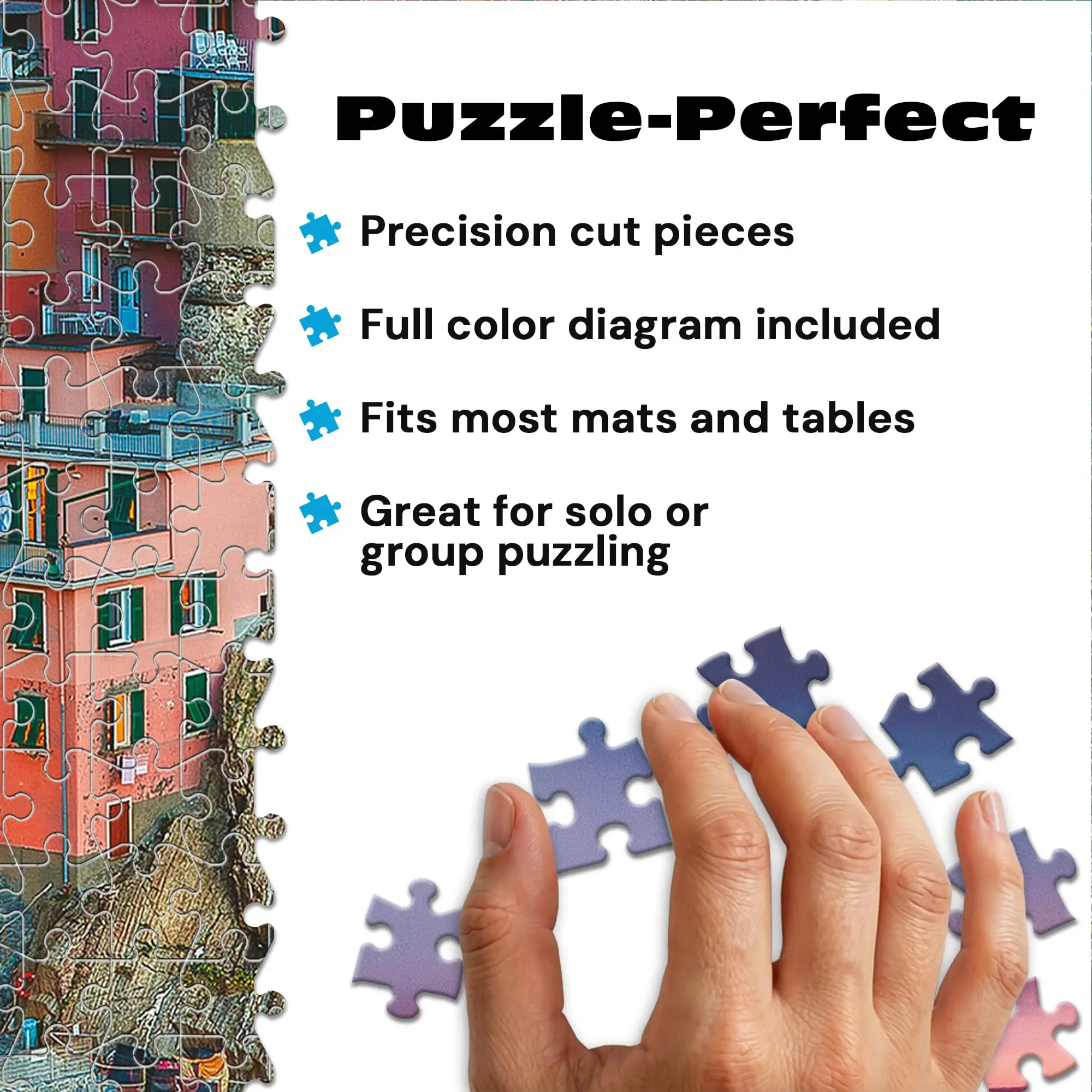 1000 Piece Jigsaw Puzzle – 26.75 X 19.75 in – Includes Poster – Puzzles for Adults 1000 Pieces – Challenging Italy Coastal Scene