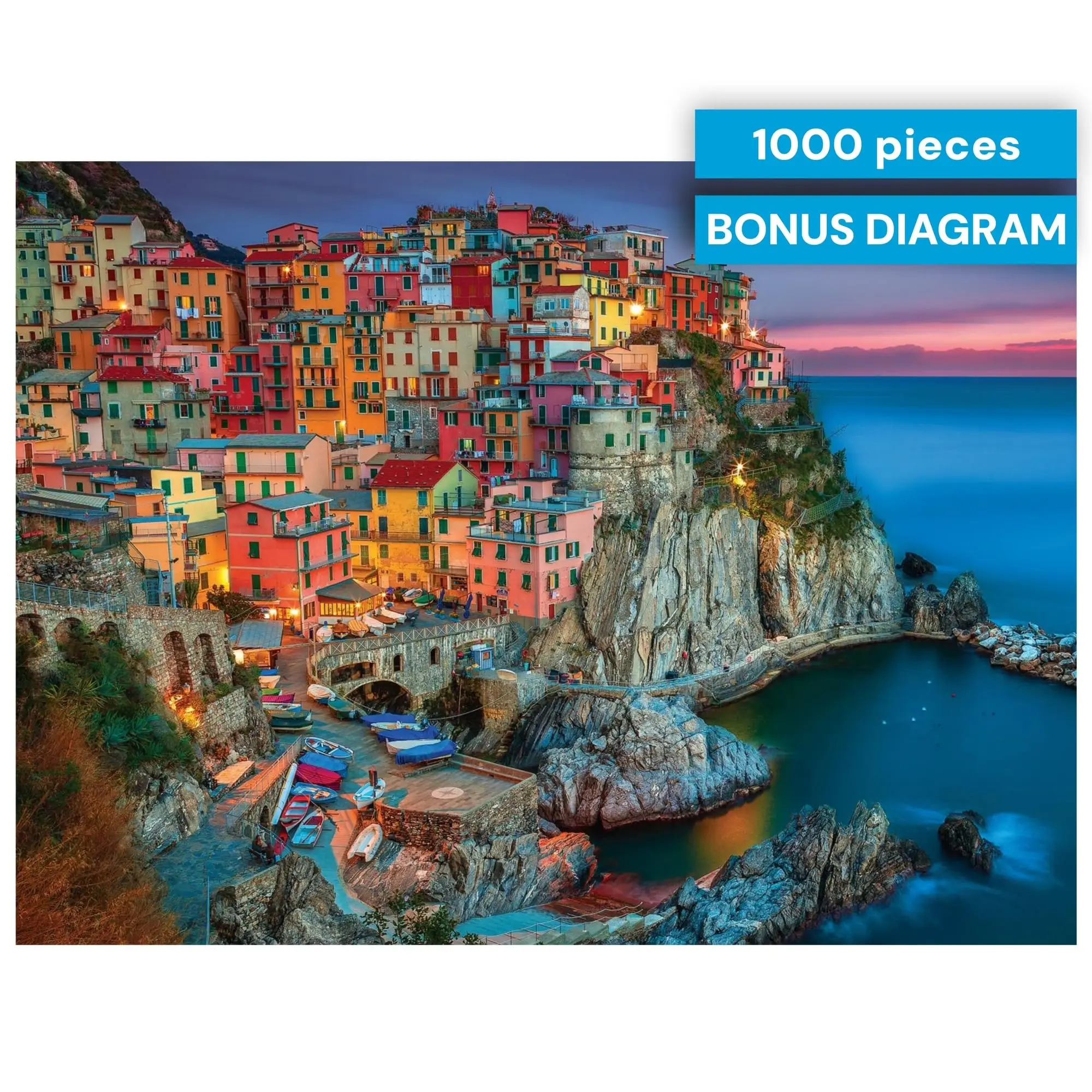 1000 Piece Jigsaw Puzzle – 26.75 X 19.75 in – Includes Poster – Puzzles for Adults 1000 Pieces – Challenging Italy Coastal Scene