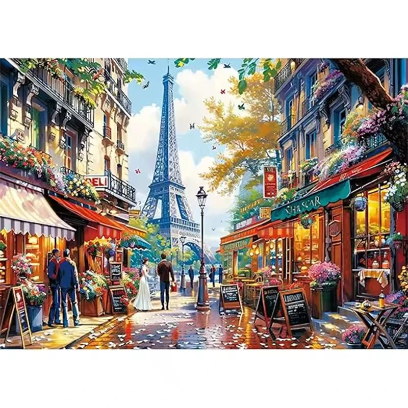 1000pc Paris Puzzle, Recycled Paper, Fun & Challenging for Adults/Kids, Family Game, Gift, 28x20in