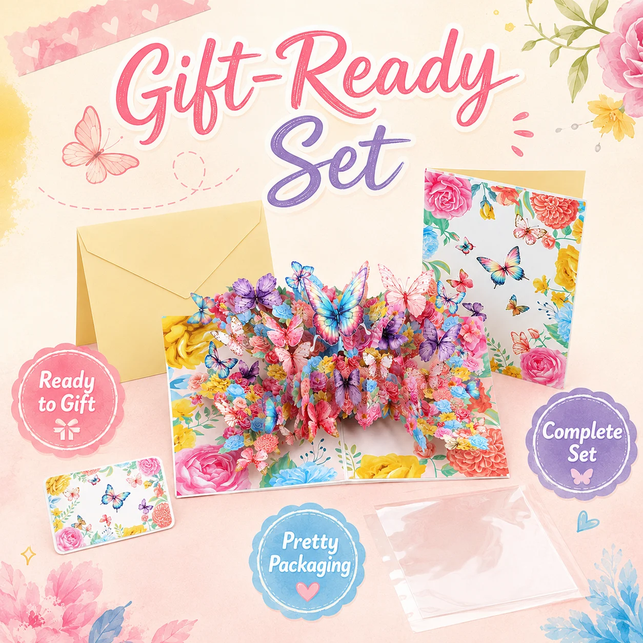 3D Pop up Butterfly Flower Greeting Card Handmade Birthday with Envelope 3D Pop up Butterfly Flower Greeting Card Wholesale