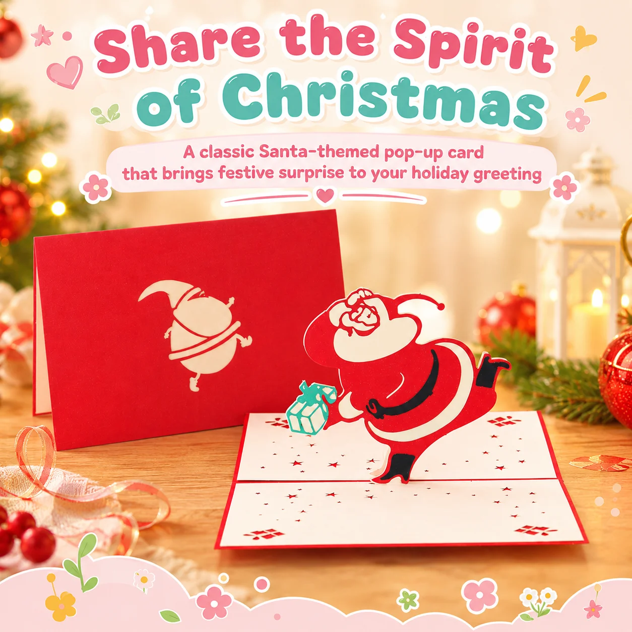 3D Pop up Christmas Greeting Card Santa Claus Handmade, Festival Gift 3D Pop up Christmas Greeting Card Laser Cut Wholesale