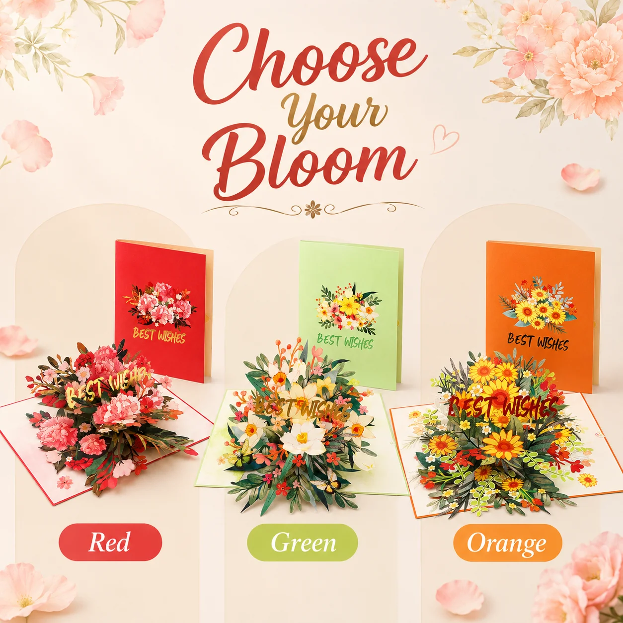 3D Pop up Flower Greeting Card Thank You Bouquet Laser Cut Kirigami Handmade Luxury 3D Pop up Flower Greeting Card Wholesale