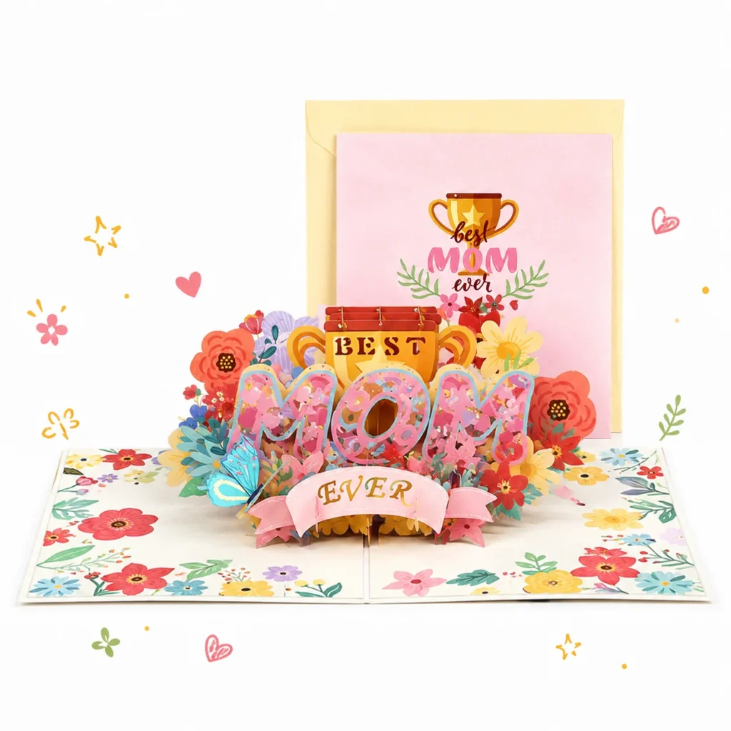 3D Pop up Mother’s Day Greeting Card Handmade Laser Cut Flower Popup Card Gift for Mom 3D Pop up Mother’s Day Greeting Card