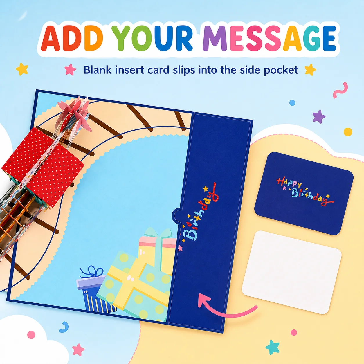 3D Pop up Train Birthday Greeting Card, Handmade Laser Cut Custom Birthday Greeting Card Set with Envelope, Wholesale Bulk