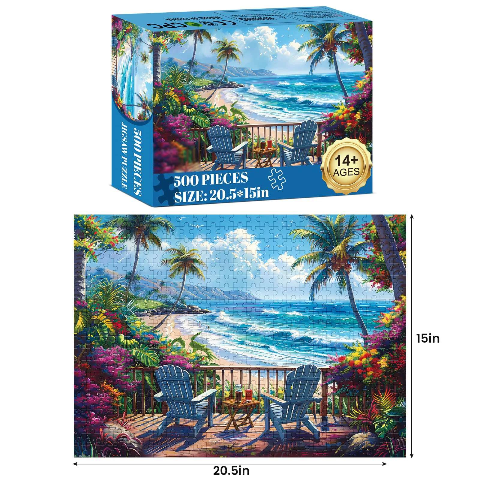 500-Piece Adult Jigsaw Puzzle, Interlock Perfectly Letter on Back No Dust, 1:1 Poster, 20.5x15in, Home Decor Gift