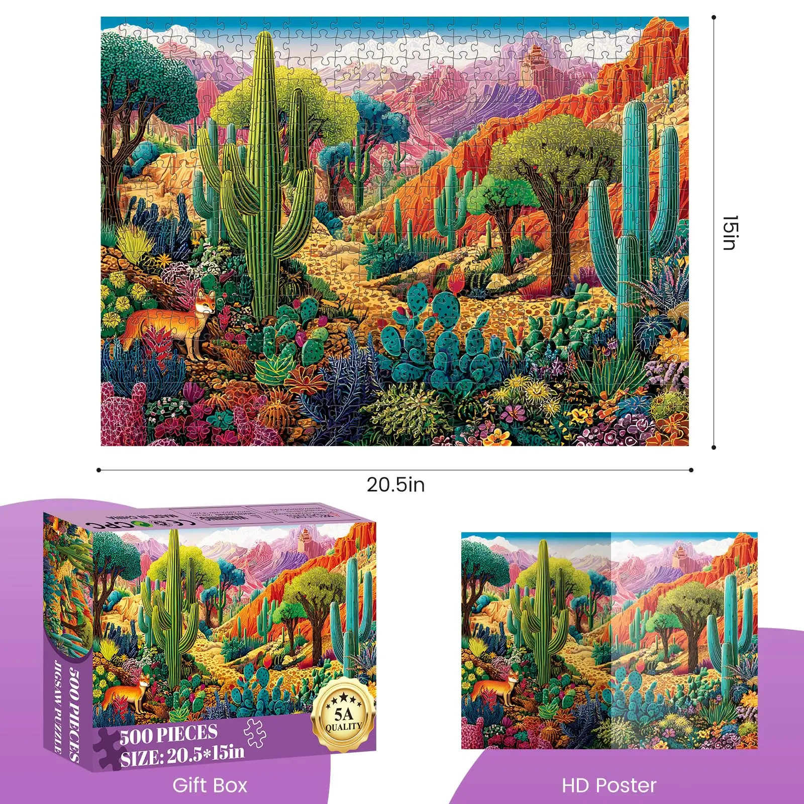 500 Piece Jigsaw Puzzles for Adults, Colorful Desert 500 Piece Puzzle, Relaxing Gift for Adults.