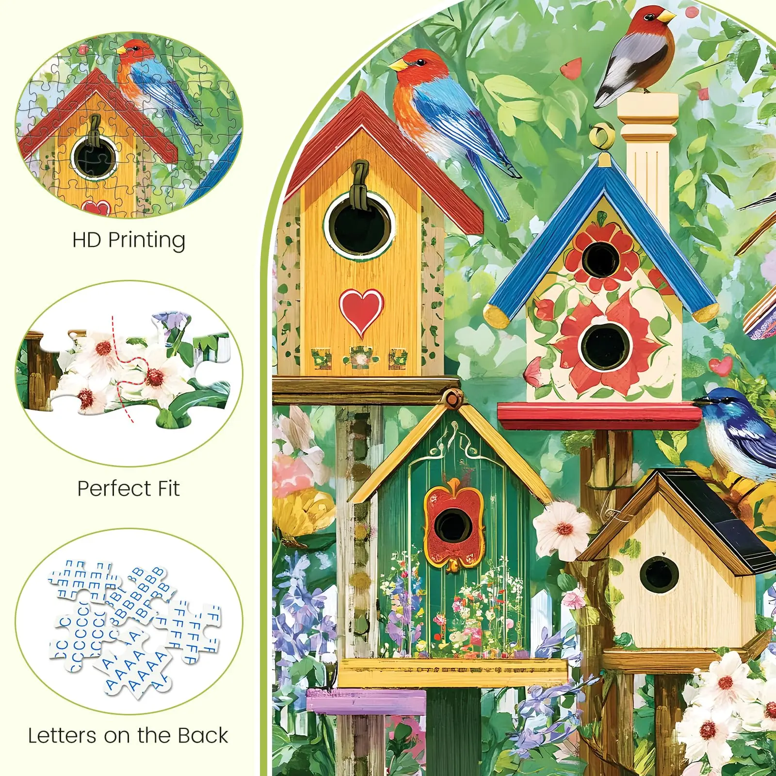 500 Piece Puzzle for Adults, Colorful Birdhouses 500 Piece Puzzle, Perfect for Family Game , Home Wall Decor, Great Gift