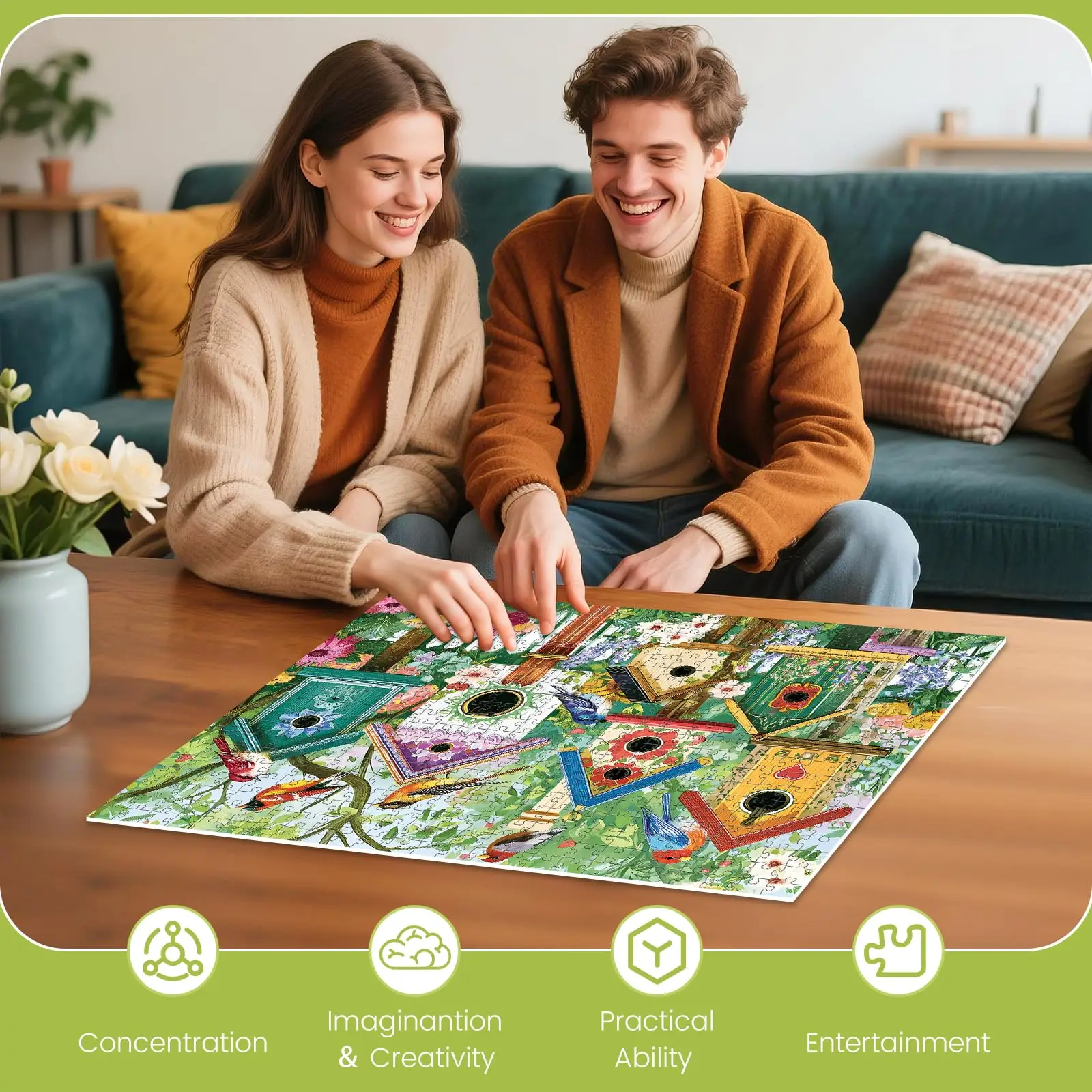 500 Piece Puzzle for Adults, Colorful Birdhouses 500 Piece Puzzle, Perfect for Family Game , Home Wall Decor, Great Gift