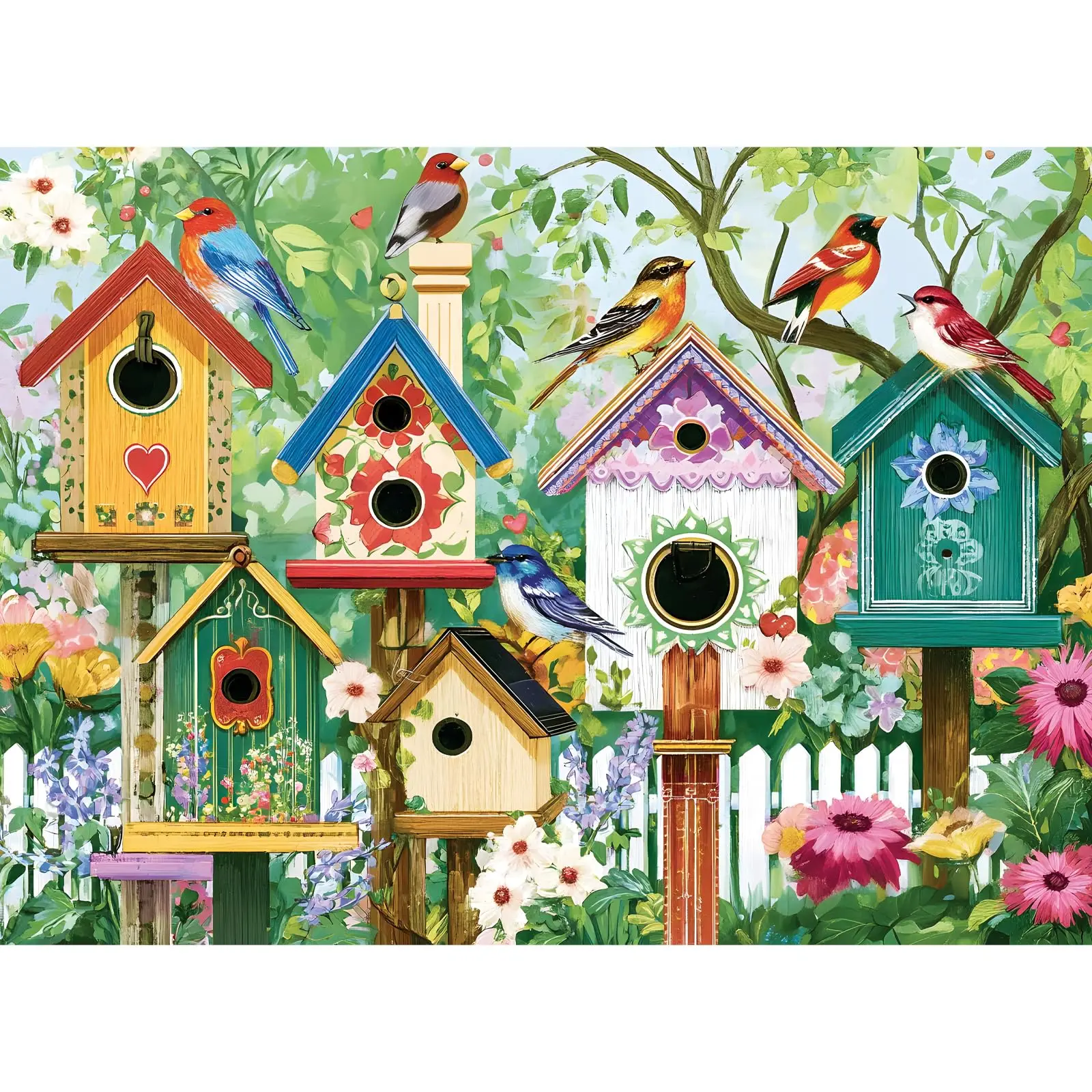 500 Piece Puzzle for Adults, Colorful Birdhouses 500 Piece Puzzle, Perfect for Family Game , Home Wall Decor, Great Gift