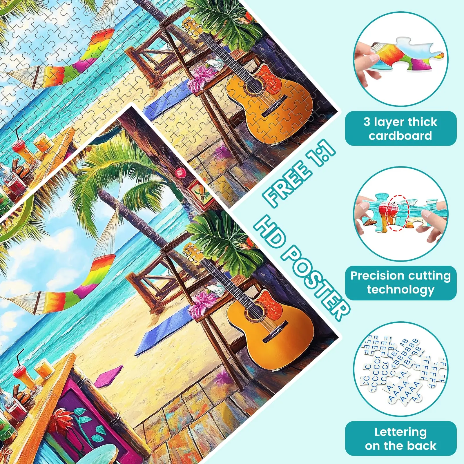 500 Piece Puzzle for Adults, Vacation Jigsaw Puzzle Seaside Bar Puzzles 500 Pieces Birthday Party for Family Adults Funny Puzzle