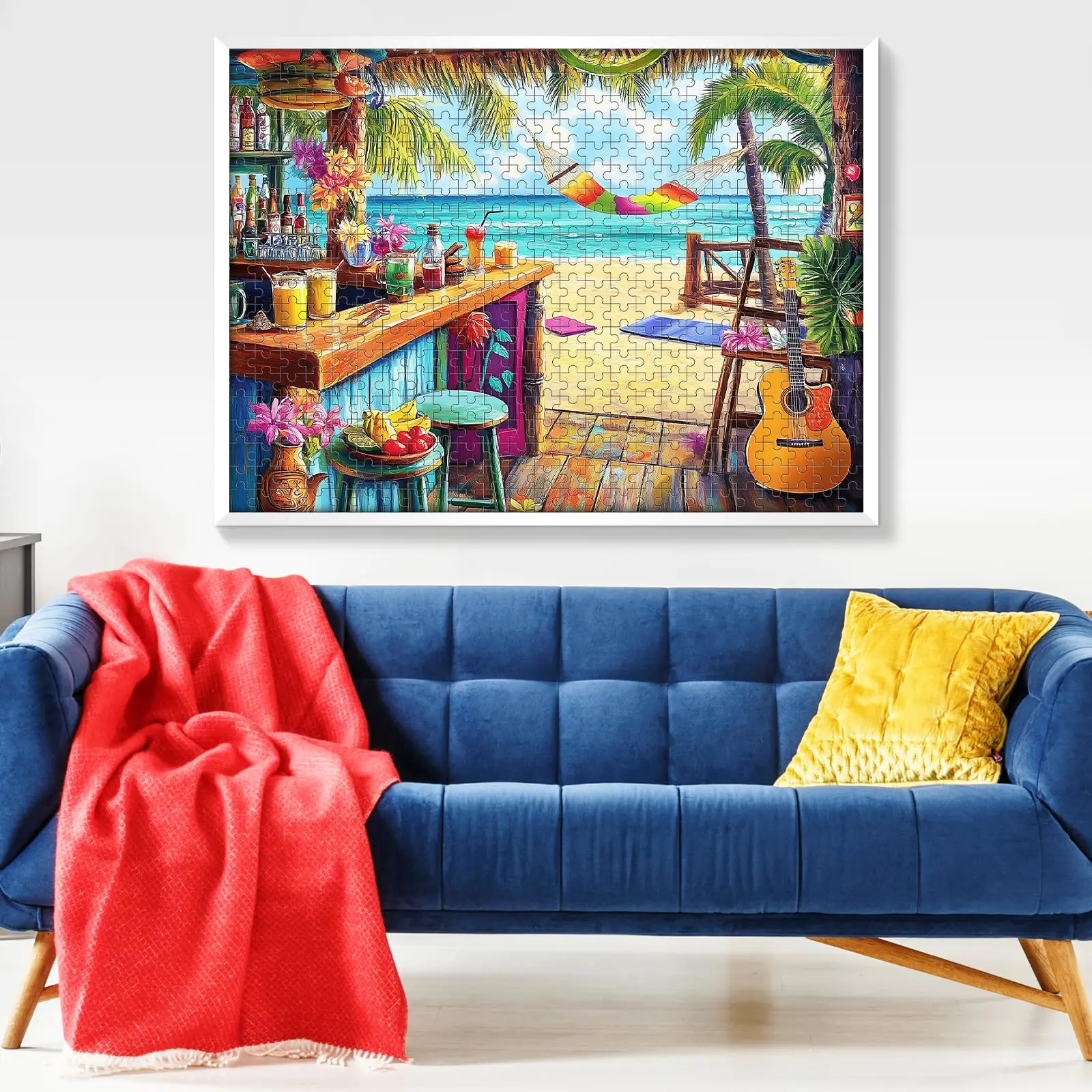 500 Piece Puzzle for Adults, Vacation Jigsaw Puzzle Seaside Bar Puzzles 500 Pieces Birthday Party for Family Adults Funny Puzzle