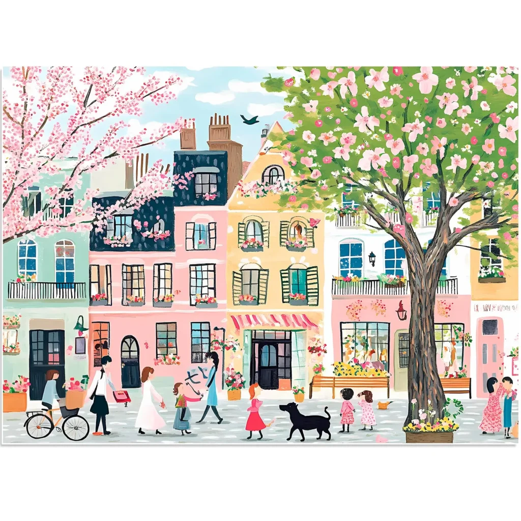 500 Piece Puzzles for Adults,Pink Garden Jigsaw Puzzle, Recycled Cardboard Puzzle , Birthday Party Gift for Family Friends