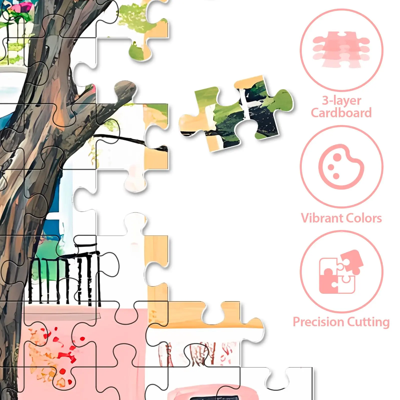 500 Piece Puzzles for Adults,Pink Garden Jigsaw Puzzle, Recycled Cardboard Puzzle , Birthday Party Gift for Family Friends