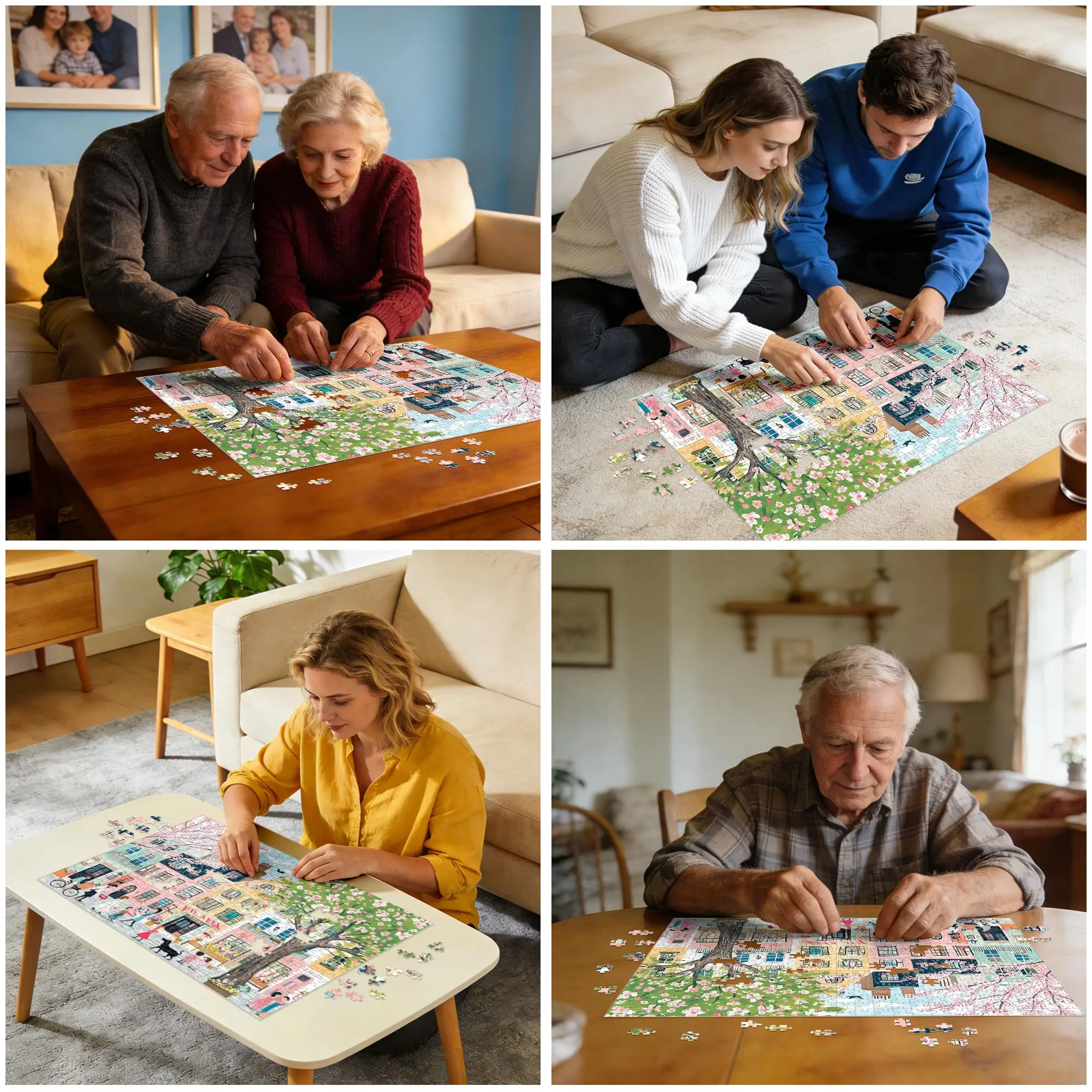 500 Piece Puzzles for Adults,Pink Garden Jigsaw Puzzle, Recycled Cardboard Puzzle , Birthday Party Gift for Family Friends