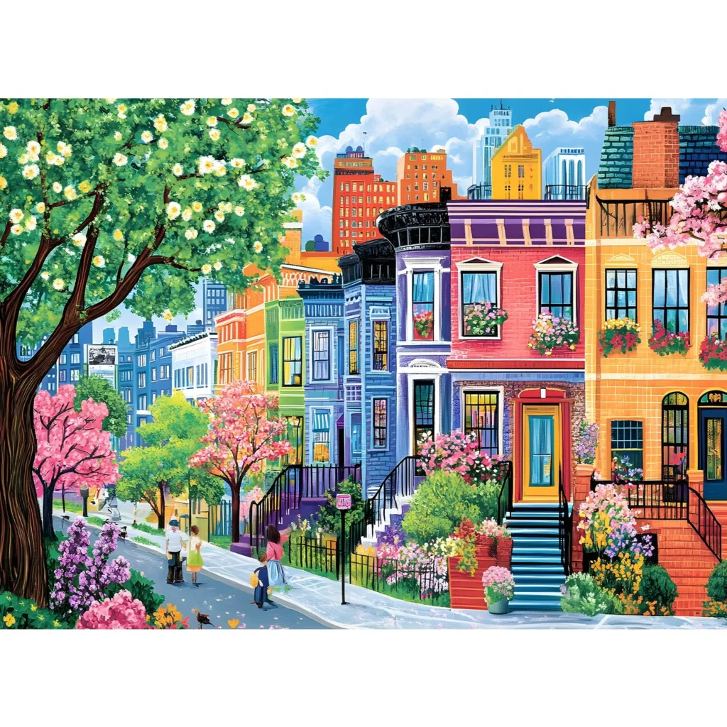 500 Pieces Puzzles for Adults, Colorful Street Jigsaw Puzzle, Recycled Paper Puzzle 500 Pieces, Family Activity Game Gifts.