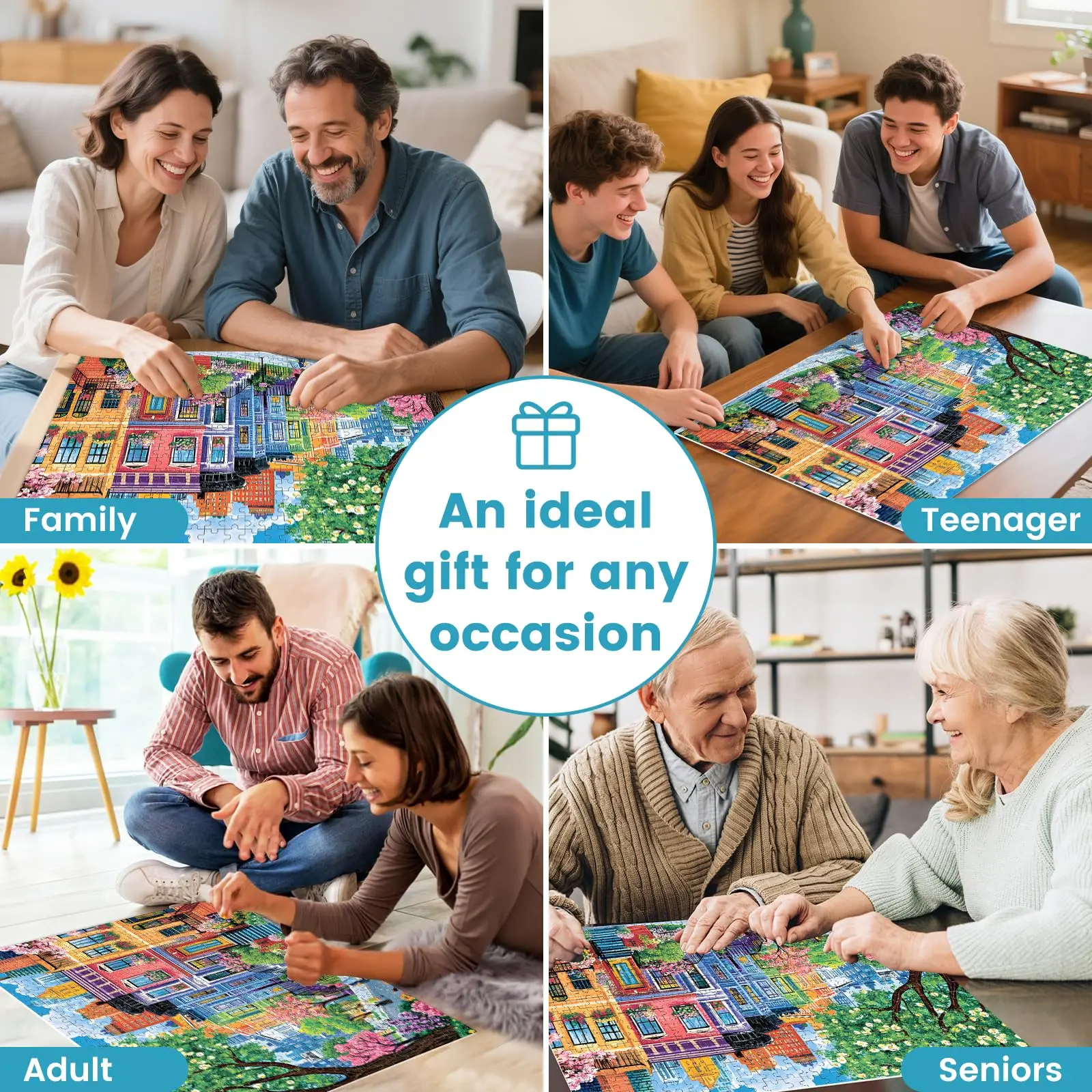 500 Pieces Puzzles for Adults, Colorful Street Jigsaw Puzzle, Recycled Paper Puzzle 500 Pieces, Family Activity Game Gifts.