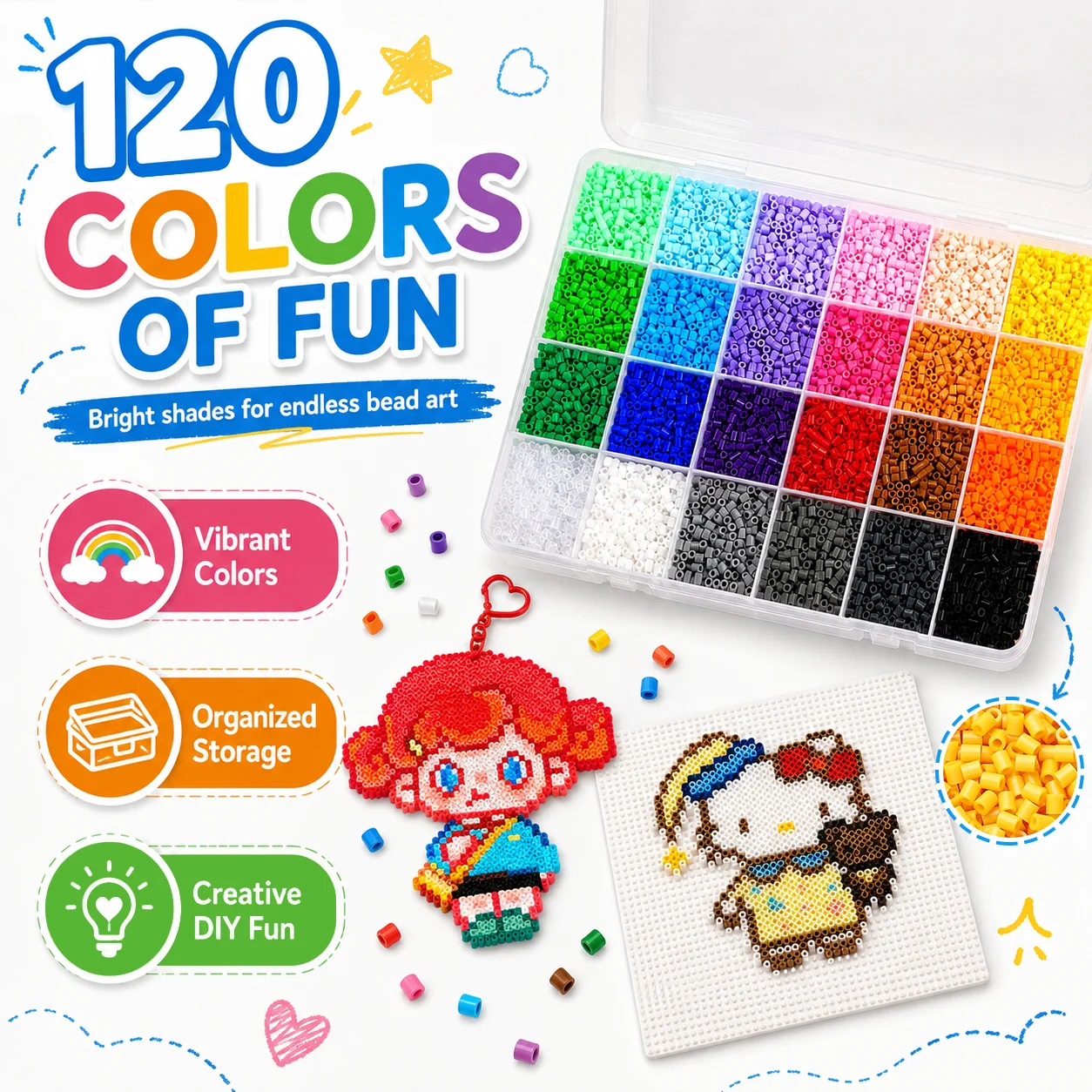 5mm Mini Perler Beads Kit 12000pcs 120 Colors Perler Beads Hama Beads Set Perler Beads Ironing Paper STEM DIY Toy