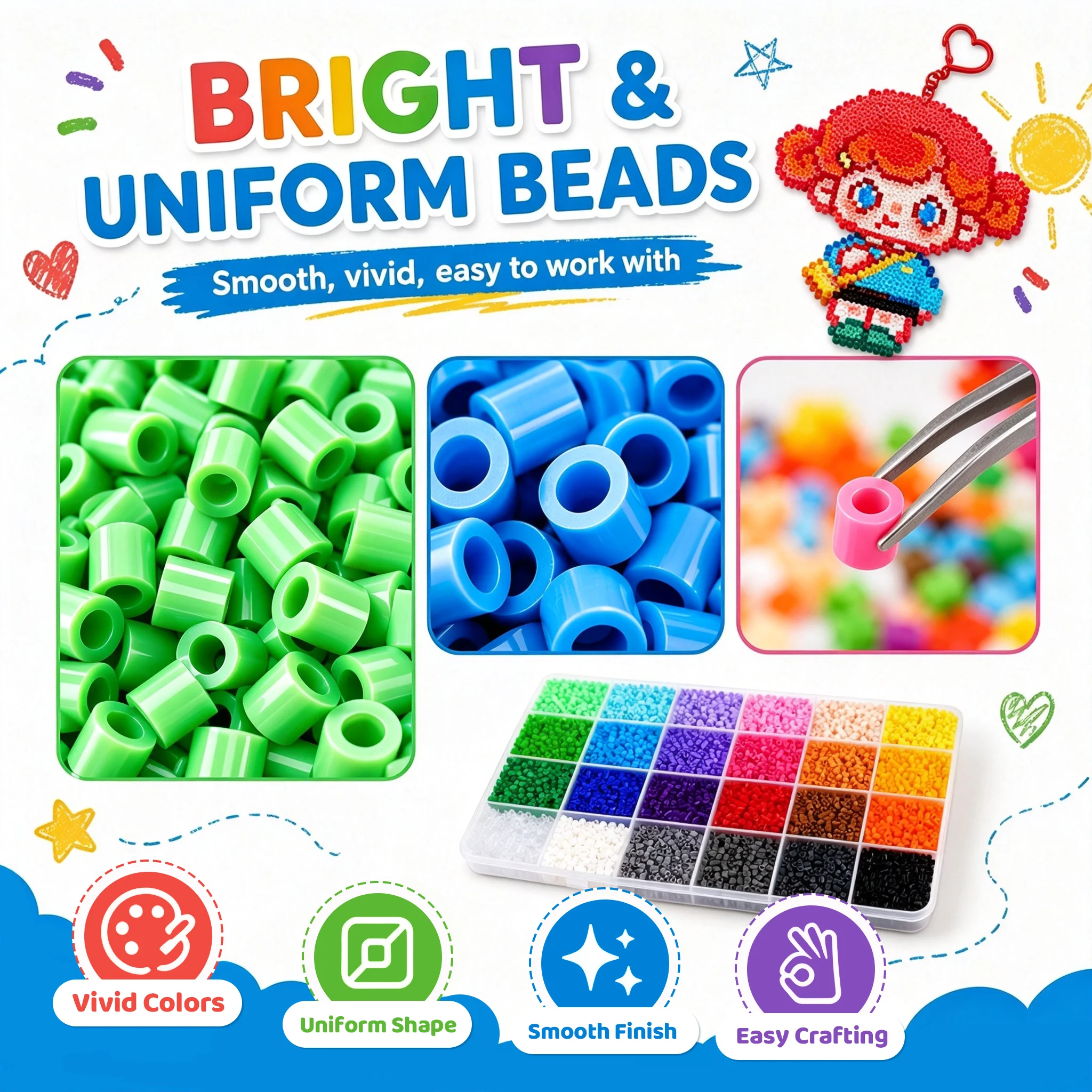 5mm Mini Perler Beads Kit 12000pcs 120 Colors Perler Beads Hama Beads Set Perler Beads Ironing Paper STEM DIY Toy