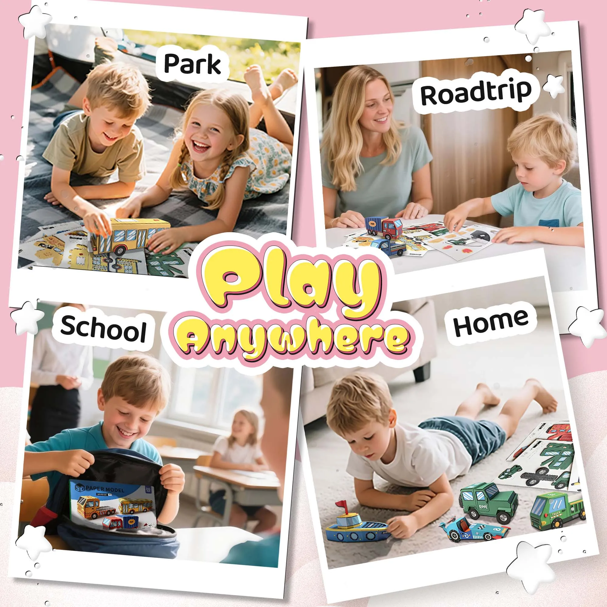 6 Themes 3D Origami Paper, DIY Origami Kit for Kids, Includes 16 Pre-cut, Easy-to-Assemble 3D Origami Sheets for Kids