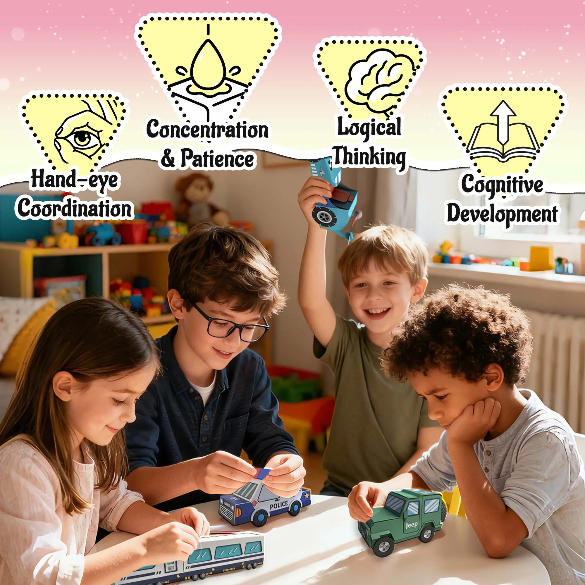 6 Themes 3D Origami Paper, DIY Origami Kit for Kids, Includes 16 Pre-cut, Easy-to-Assemble 3D Origami Sheets for Kids