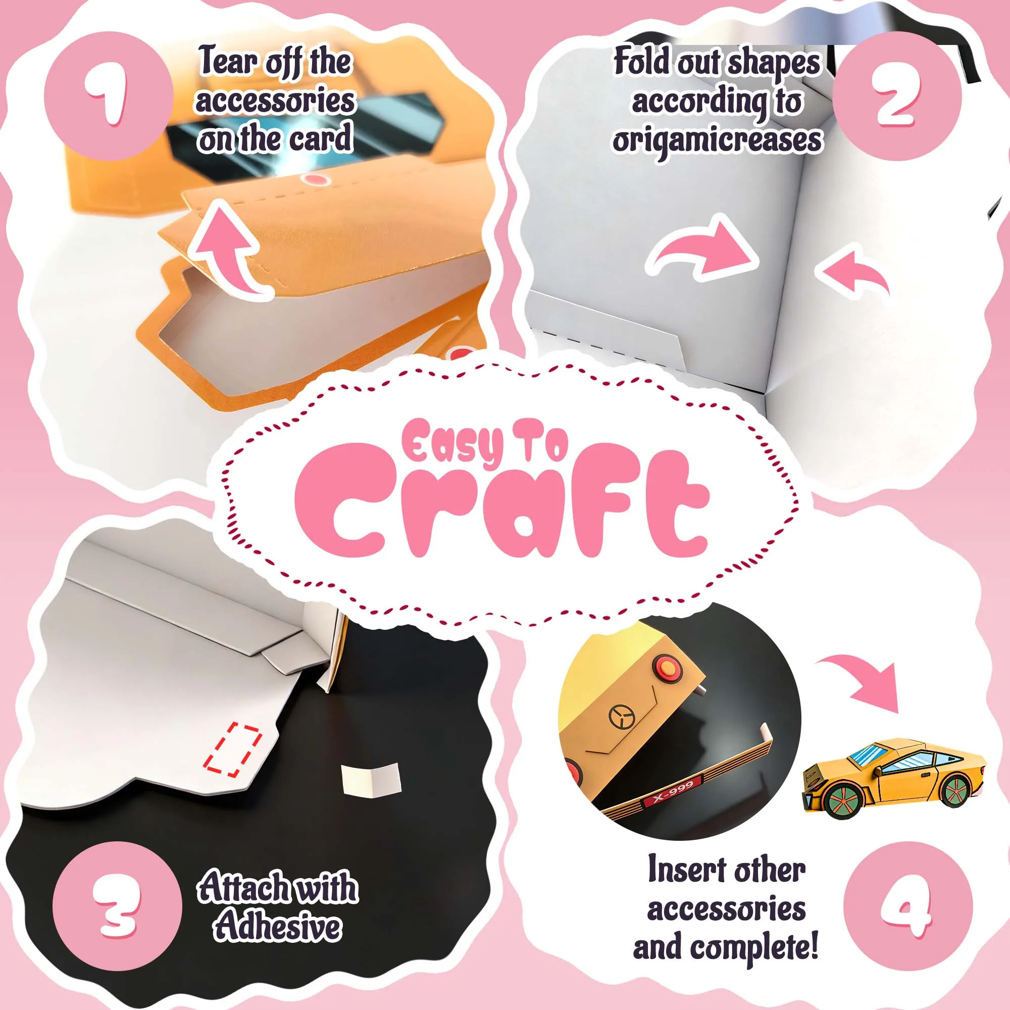 6 Themes 3D Origami Paper, DIY Origami Kit for Kids, Includes 16 Pre-cut, Easy-to-Assemble 3D Origami Sheets for Kids