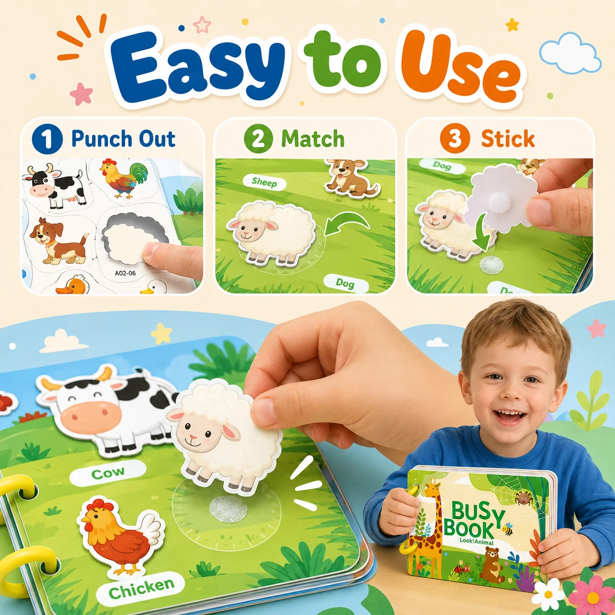 Busy Book Factory Direct Toddler Quiet Book, Montessori Sensory Learning Toy, Reusable Velcro Board, OEM Custom