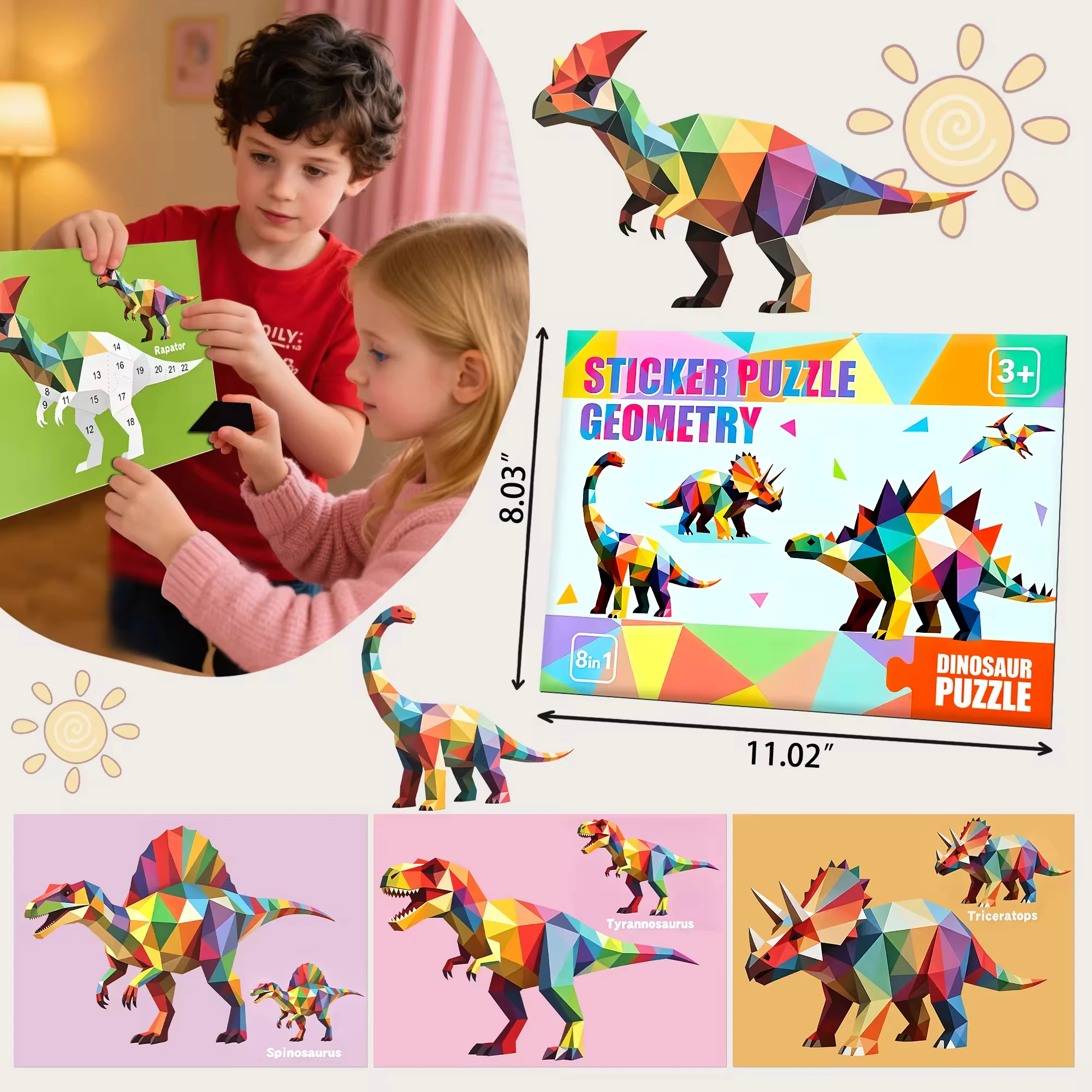 Customizable Sticker Number Book 8 Scenes Puzzle Paint + Colouring Pages-Birthday Party Favor Toys for Kids Arts