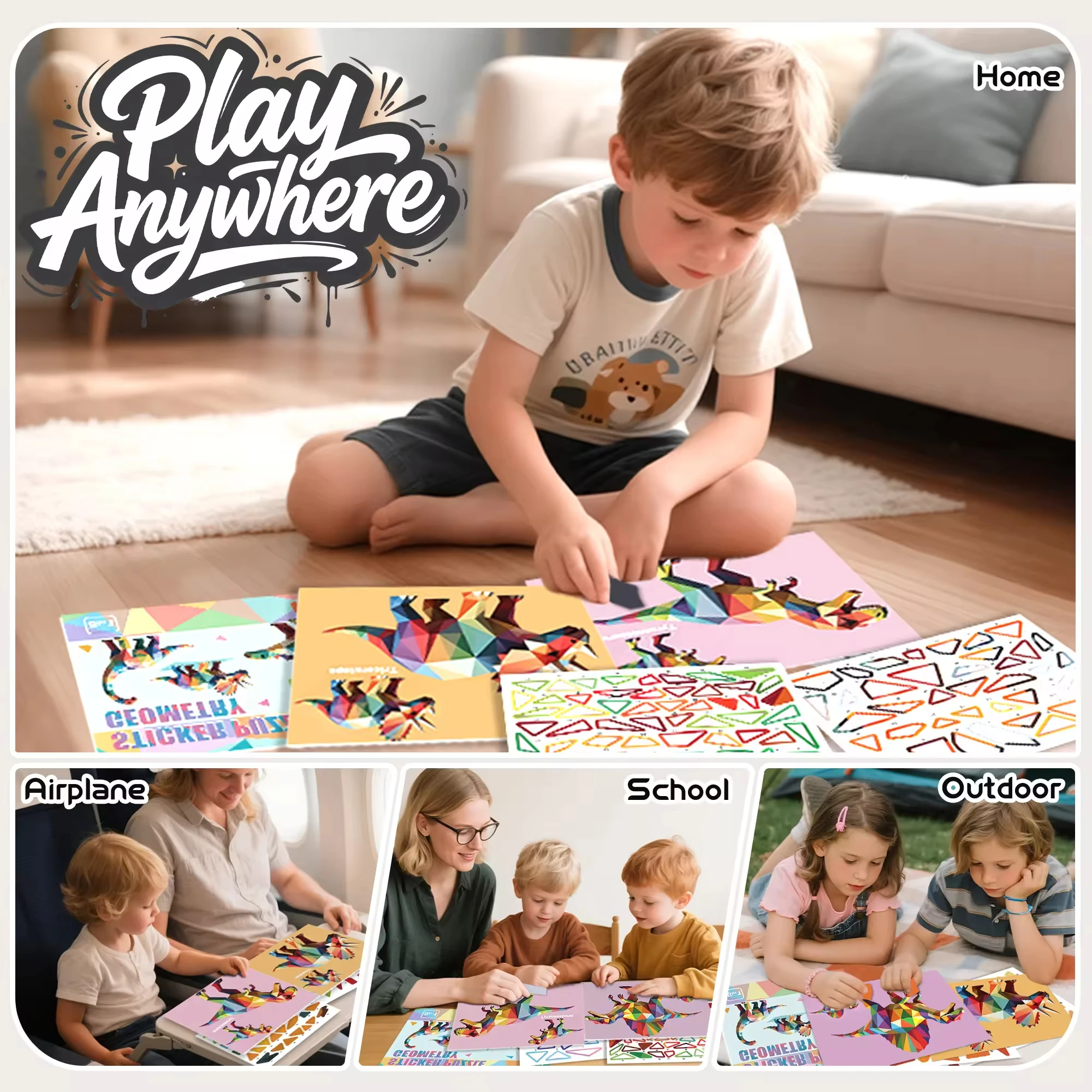 Customizable Sticker Number Book 8 Scenes Puzzle Paint + Colouring Pages-Birthday Party Favor Toys for Kids Arts