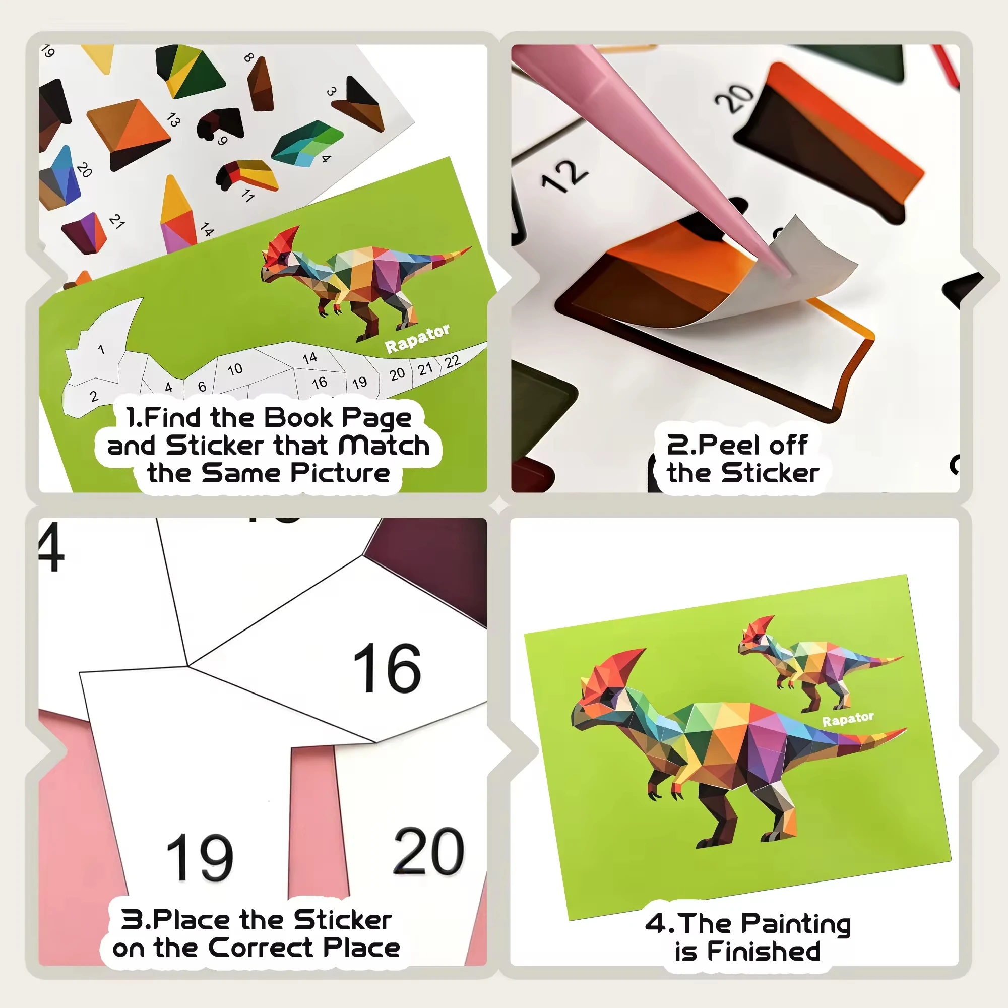 Customizable Sticker Number Book 8 Scenes Puzzle Paint + Colouring Pages-Birthday Party Favor Toys for Kids Arts