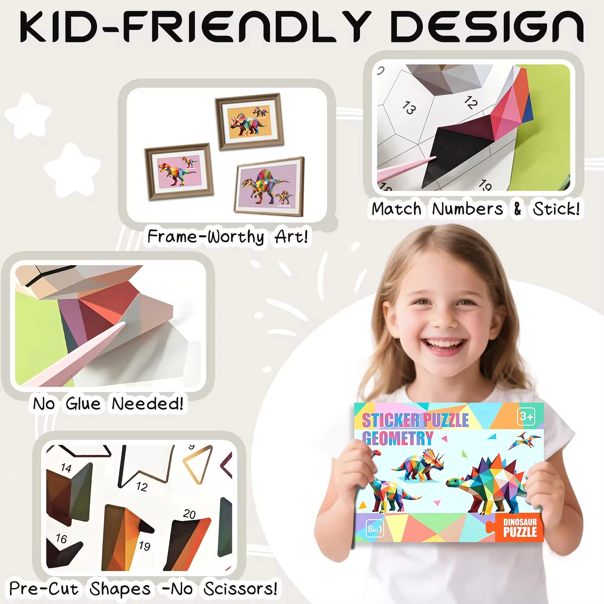 Customizable Sticker Number Book 8 Scenes Puzzle Paint + Colouring Pages-Birthday Party Favor Toys for Kids Arts