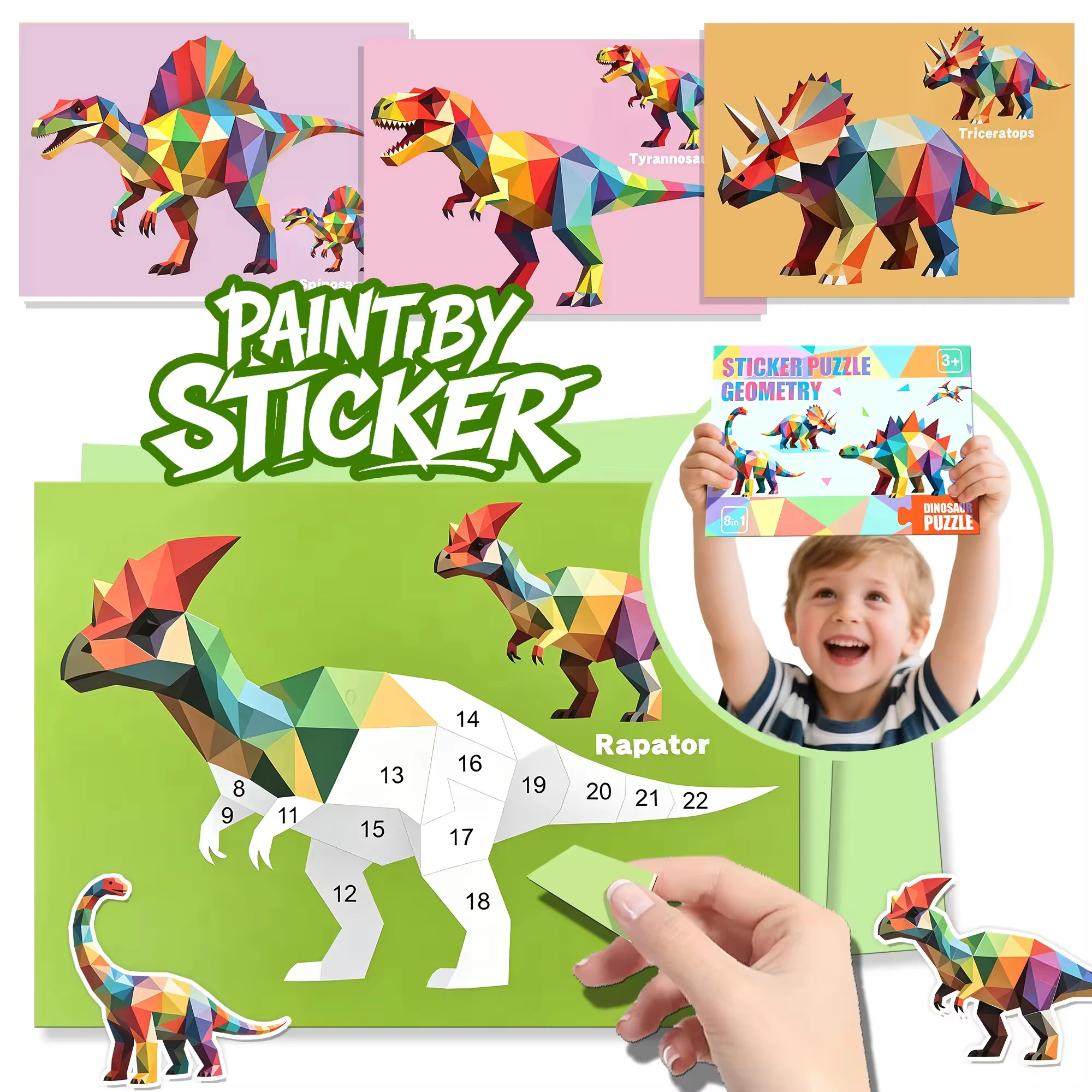 Customizable Sticker Number Book 8 Scenes Puzzle Paint + Colouring Pages-Birthday Party Favor Toys for Kids Arts