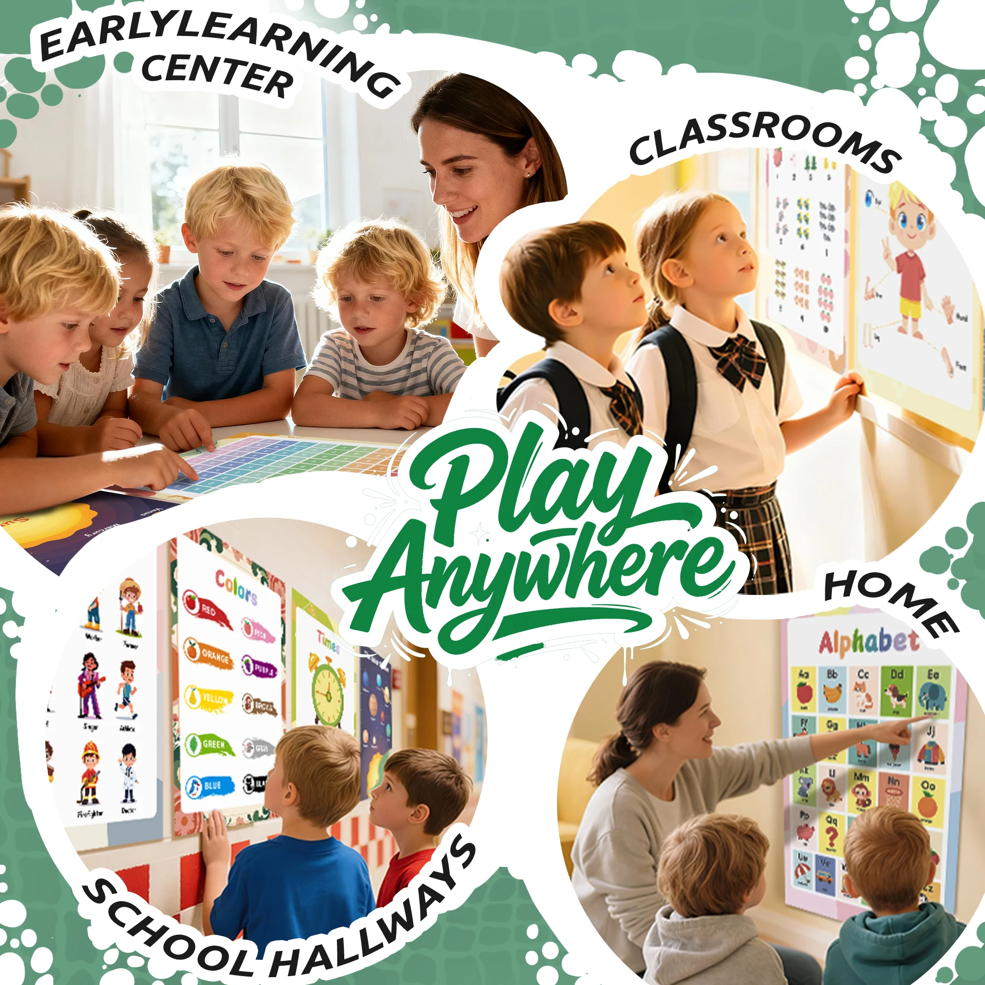 Educational Posters for Kids Set of 20 Montessori Classroom Decor Waterproof Laminated Learning Wall Art for Toddler Preschool
