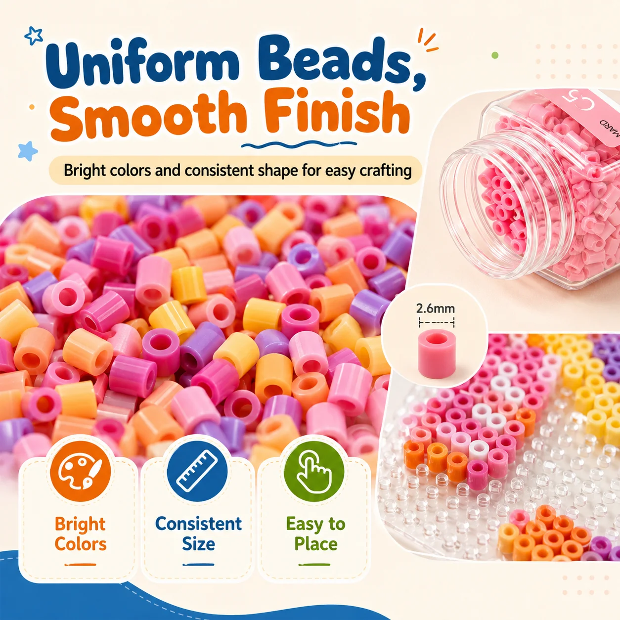 Factory Wholesale Fuse Beads 2.6mm Mini Fuse Beads 221 Colors DIY Toy Kit MARD Fuse Beads Refill Pack