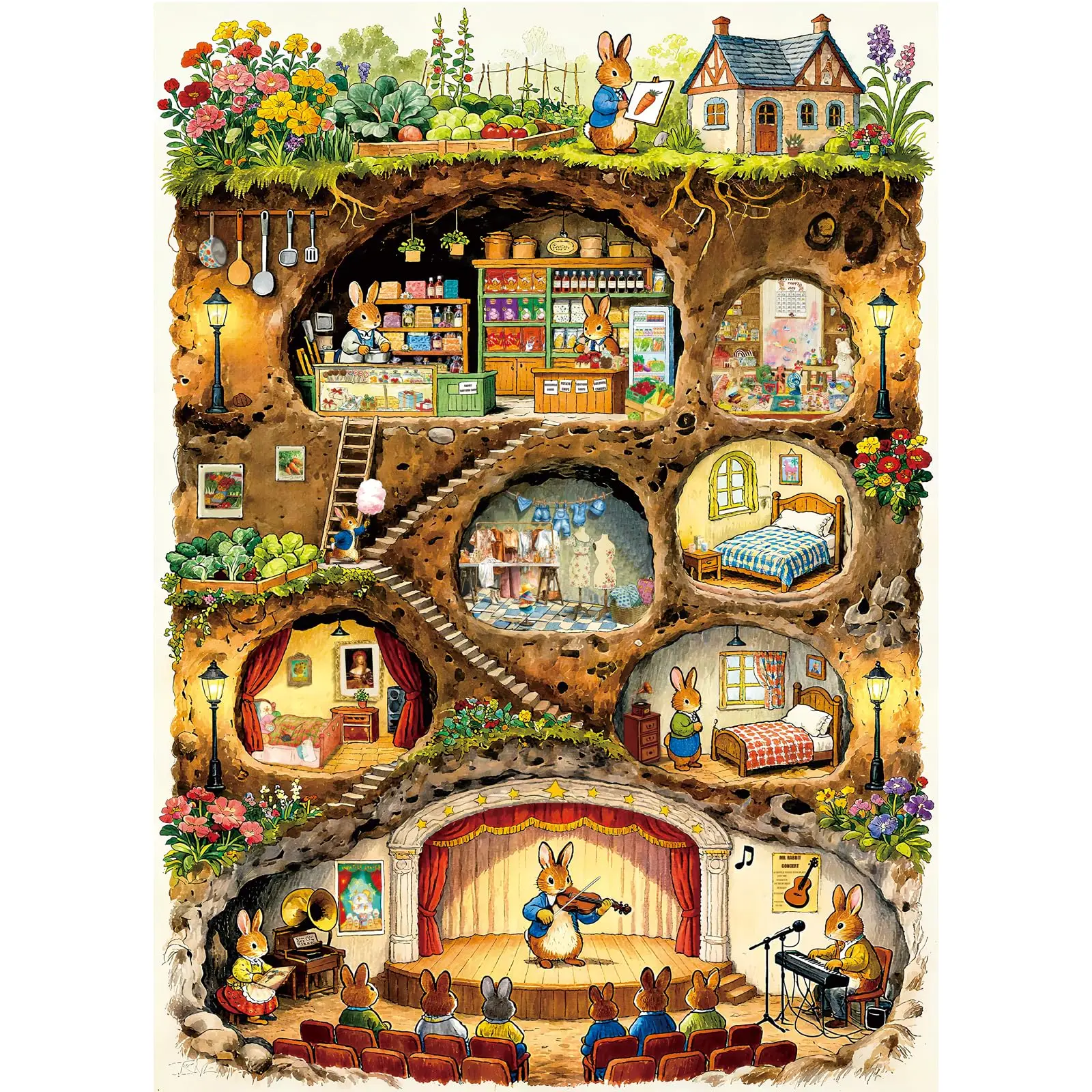 Jigsaw Puzzle for Adults 1000 Pieces, Eye Protection, Rabbit House Theme, Birthday Gifts for Women and Men