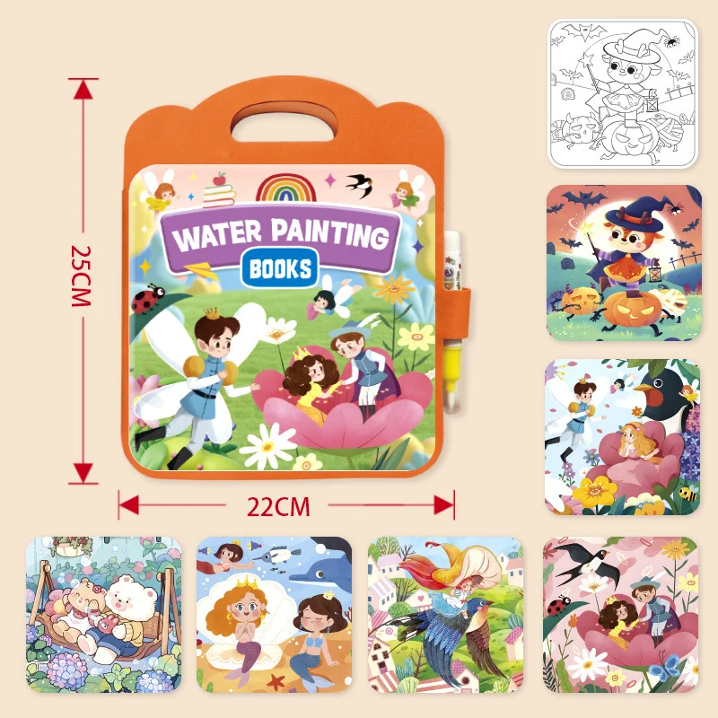 Magic Water Coloring Book for Kids, Reusable Mess Free Water Painting Book, Educational Toddler Toys for Travel & Home.