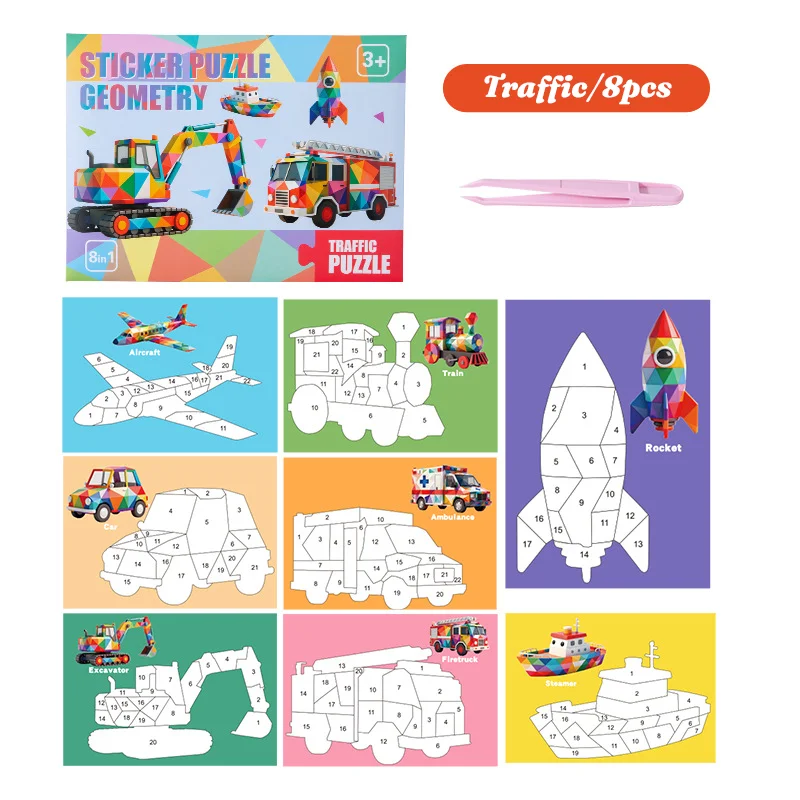 Hot Sale Non-Toxic Paint by Number Sticker Book for Kids 3-6, Educational DIY Paint by Number Sticker Book for Travel