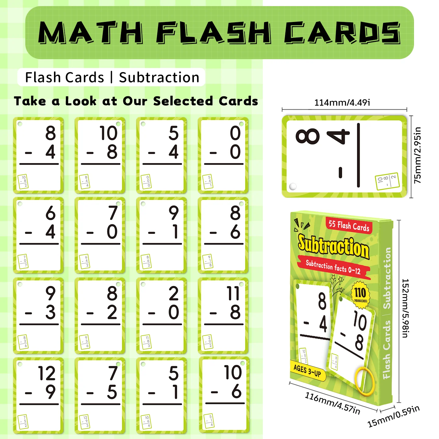 Montessori Math Flash Cards Addition Subtraction Multiplication Division Dry Erase Reusable for Kids Homeschool Classroom