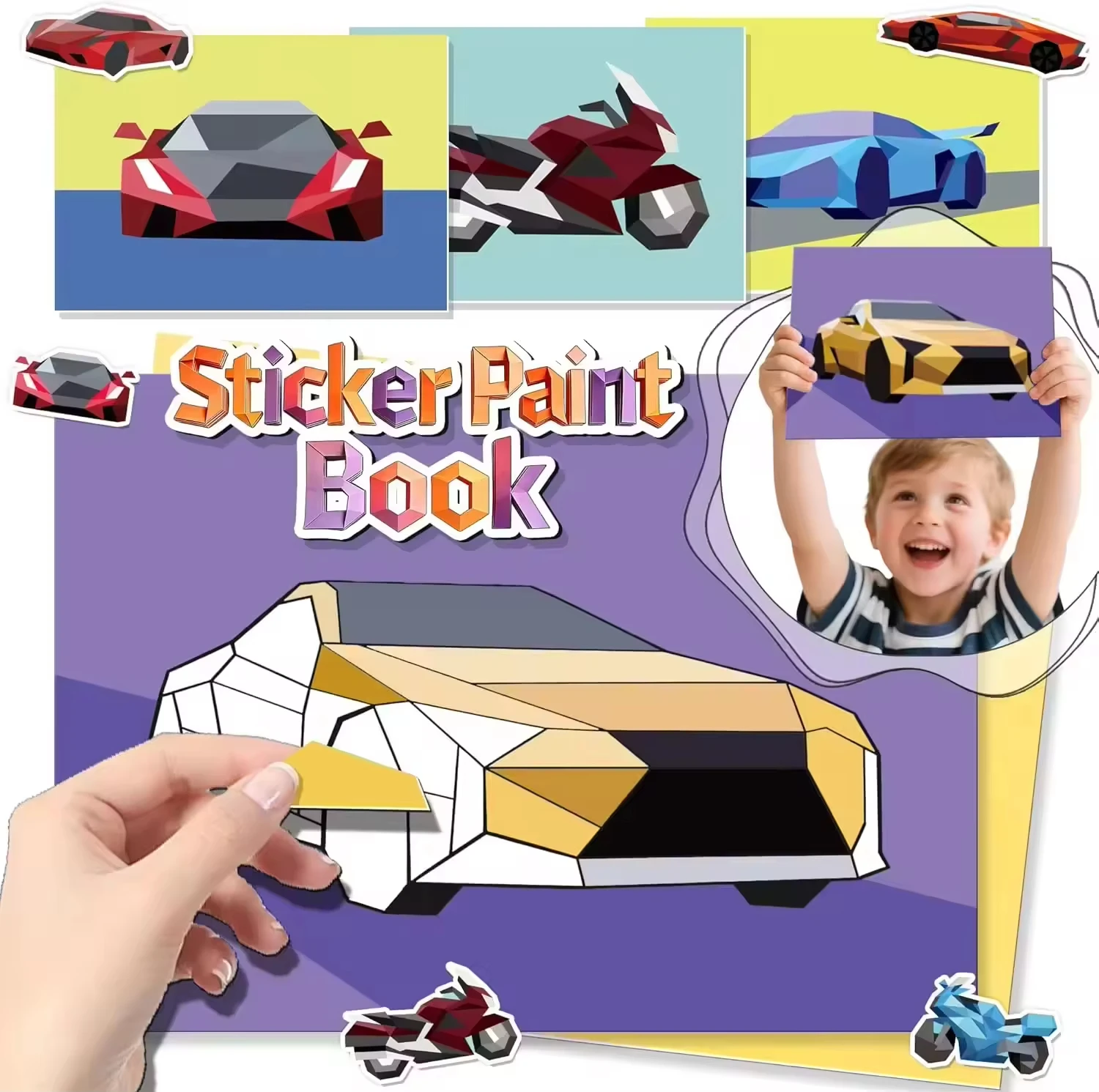 Funcils Paint by Sticker & Number for Kids-Sticker Paint Book, Art & Crafts Games, Puzzle Books, Learning Educational Kit