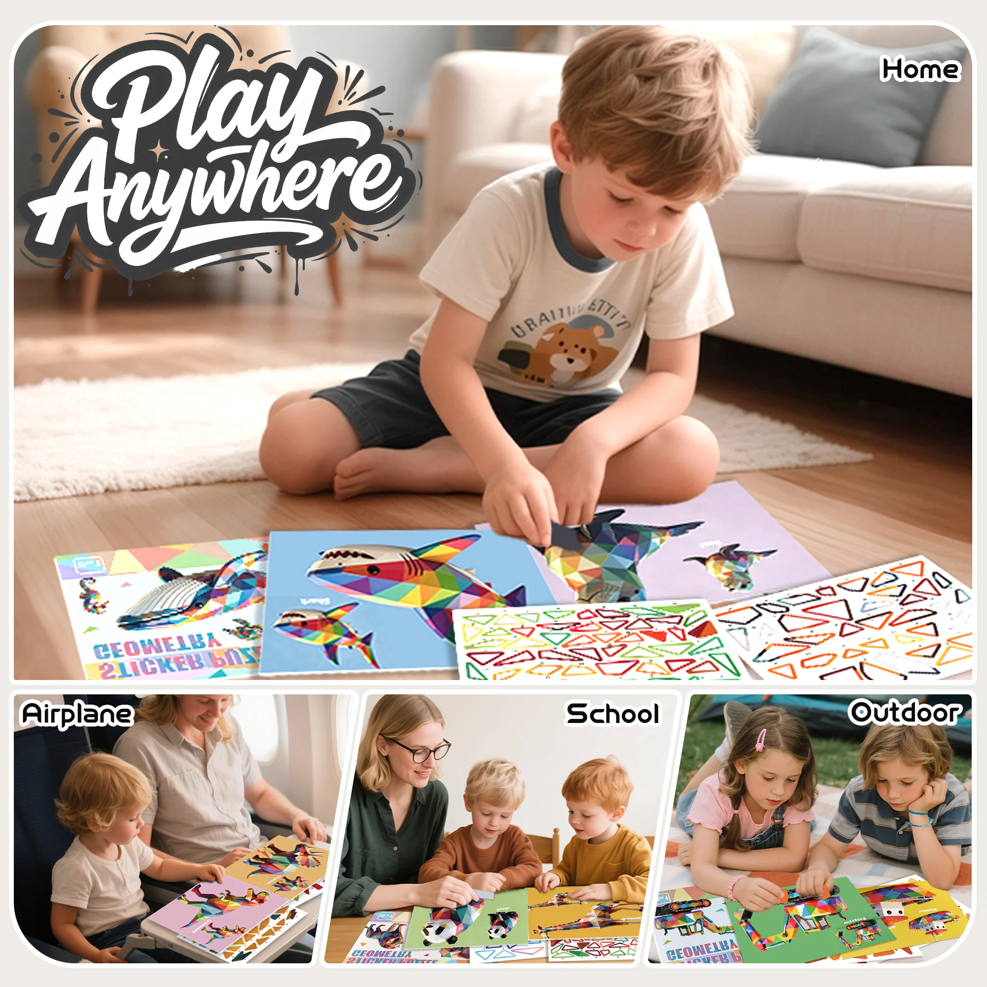 Hot Sale Non-Toxic Paint by Number Sticker Book for Kids 3-6, Educational DIY Paint by Number Sticker Book for Travel