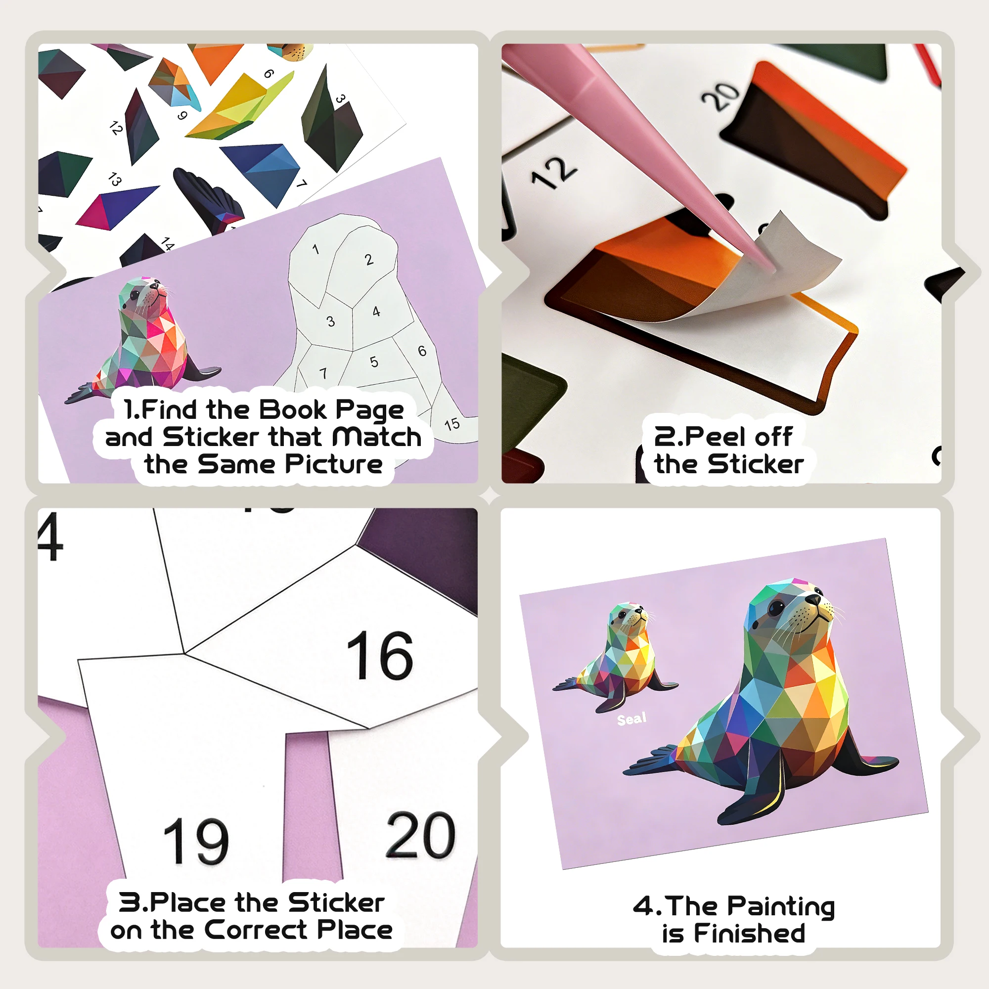 Hot Sale Non-Toxic Paint by Number Sticker Book for Kids 3-6, Educational DIY Paint by Number Sticker Book for Travel