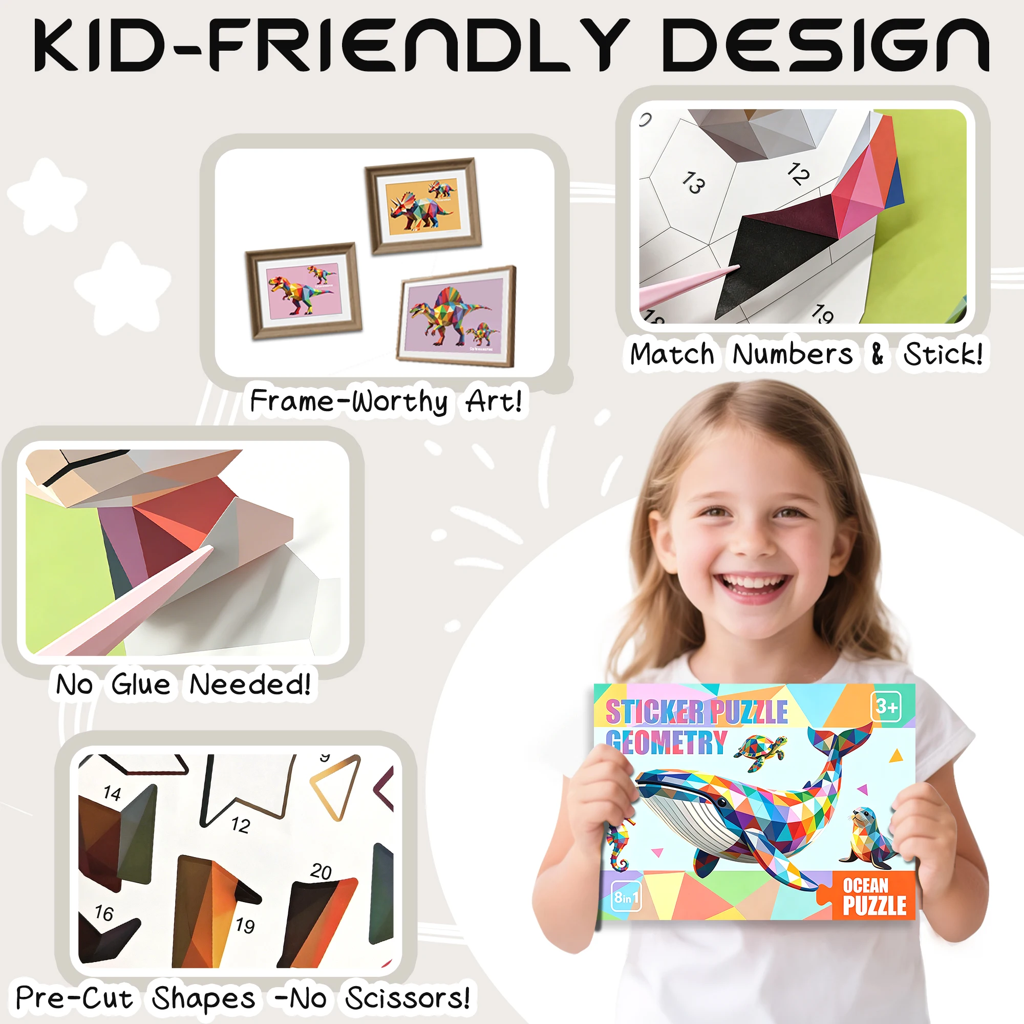 Hot Sale Non-Toxic Paint by Number Sticker Book for Kids 3-6, Educational DIY Paint by Number Sticker Book for Travel