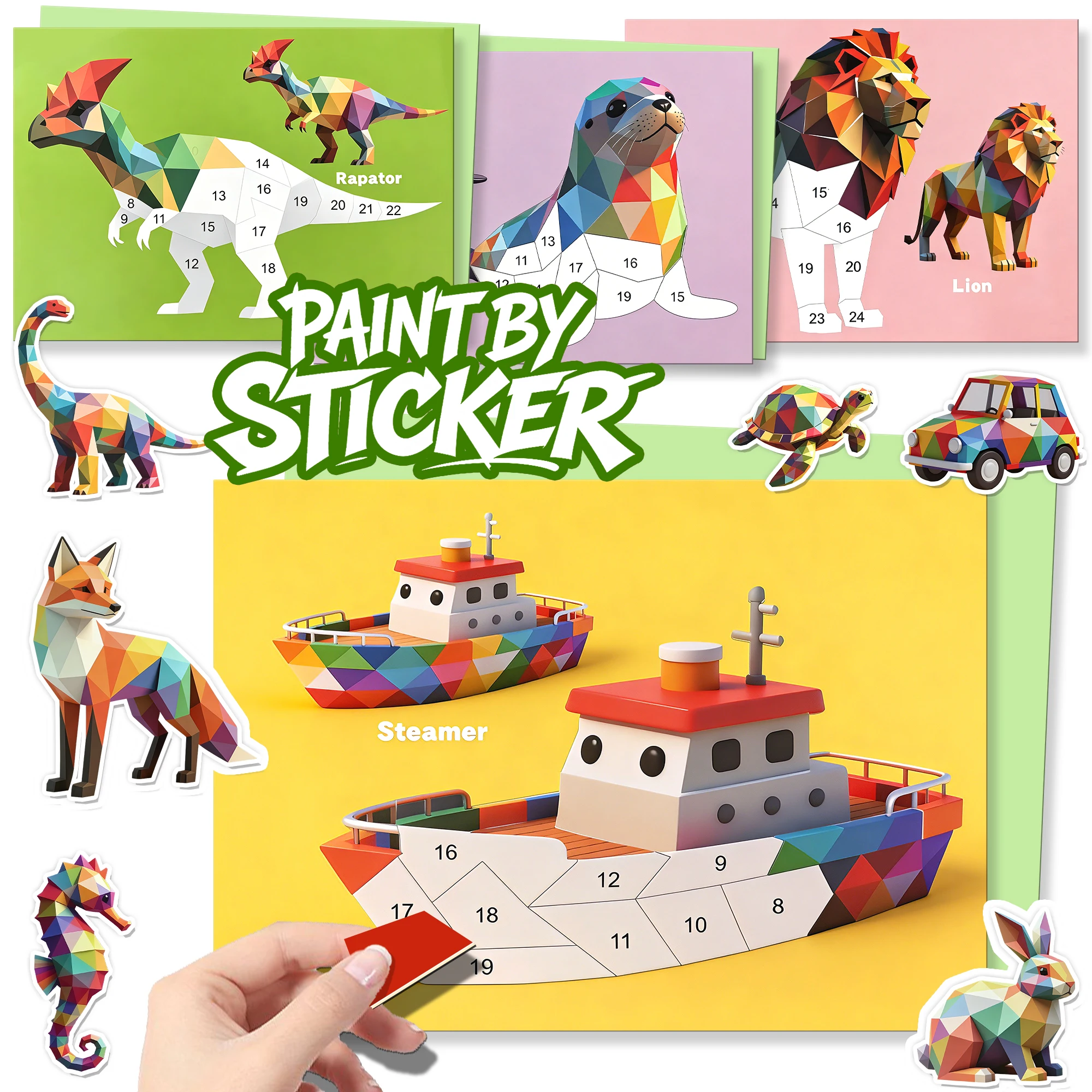 Hot Sale Non-Toxic Paint by Number Sticker Book for Kids 3-6, Educational DIY Paint by Number Sticker Book for Travel