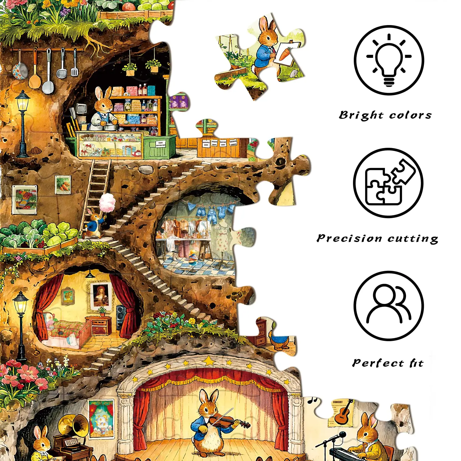 Jigsaw Puzzle for Adults 1000 Pieces, Eye Protection, Rabbit House Theme, Birthday Gifts for Women and Men
