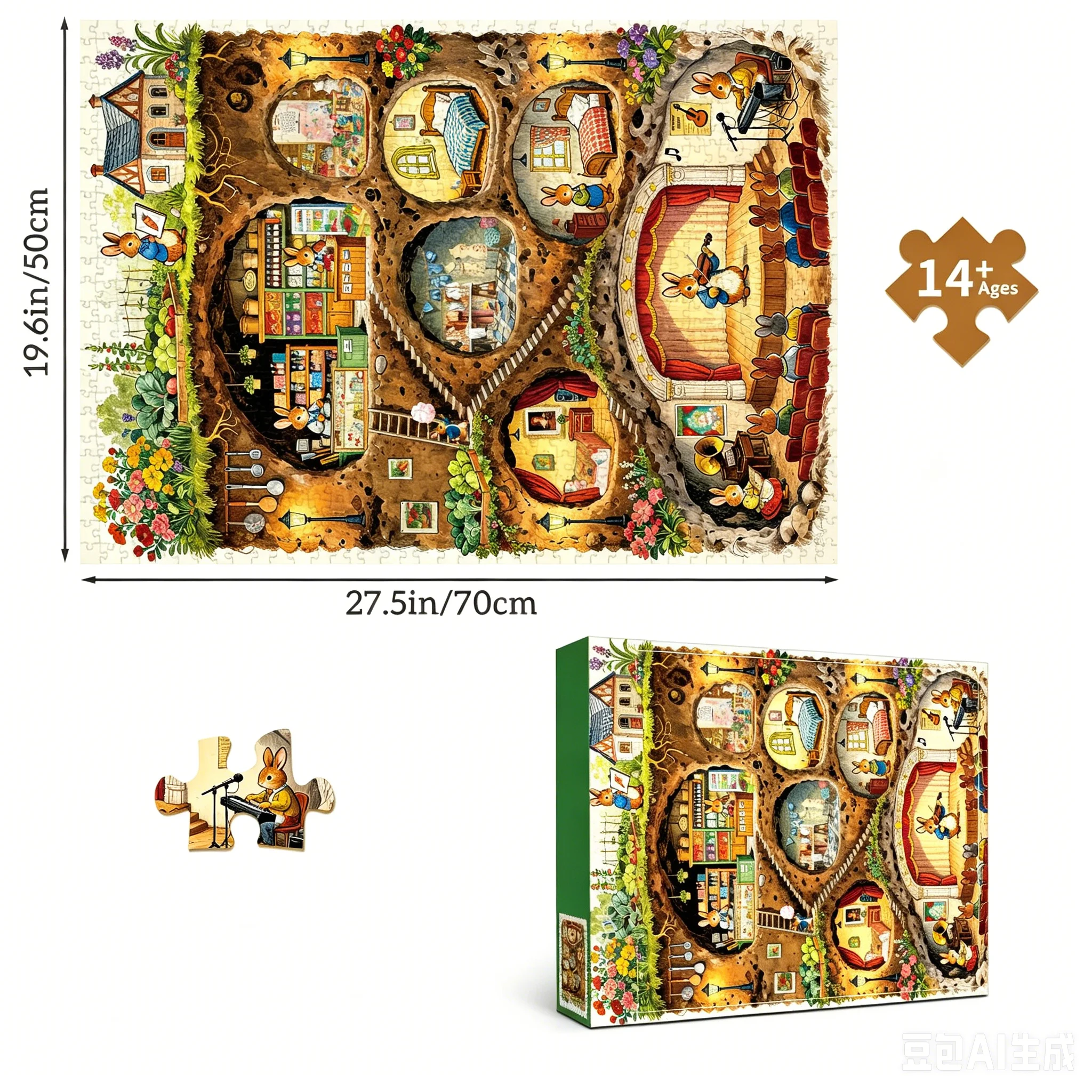 Jigsaw Puzzle for Adults 1000 Pieces, Eye Protection, Rabbit House Theme, Birthday Gifts for Women and Men