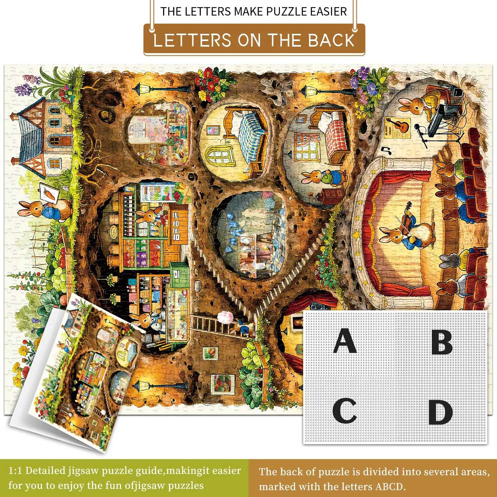 Jigsaw Puzzle for Adults 1000 Pieces, Eye Protection, Rabbit House Theme, Birthday Gifts for Women and Men