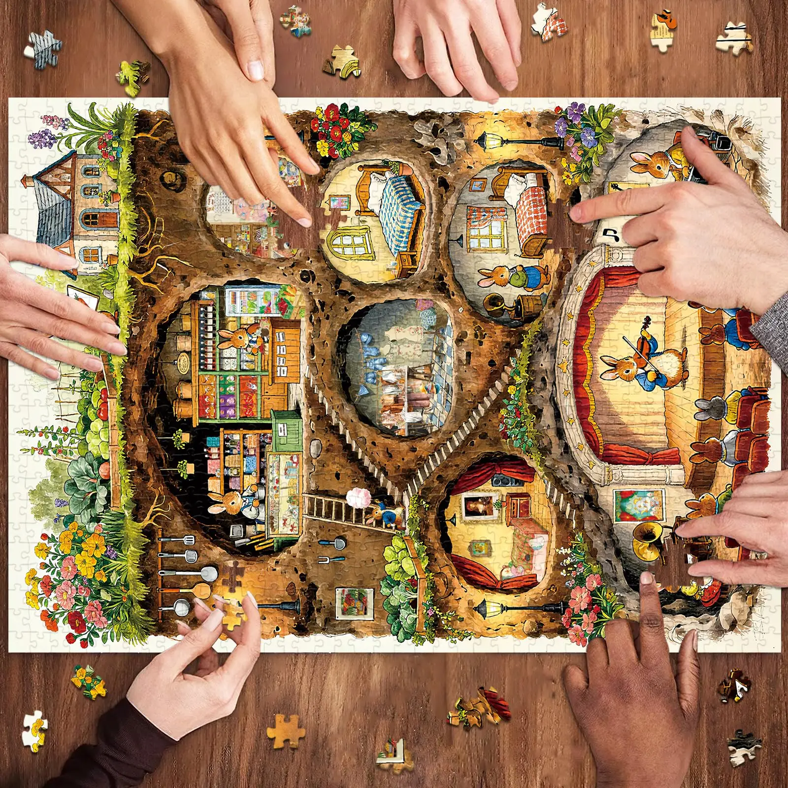 Jigsaw Puzzle for Adults 1000 Pieces, Eye Protection, Rabbit House Theme, Birthday Gifts for Women and Men