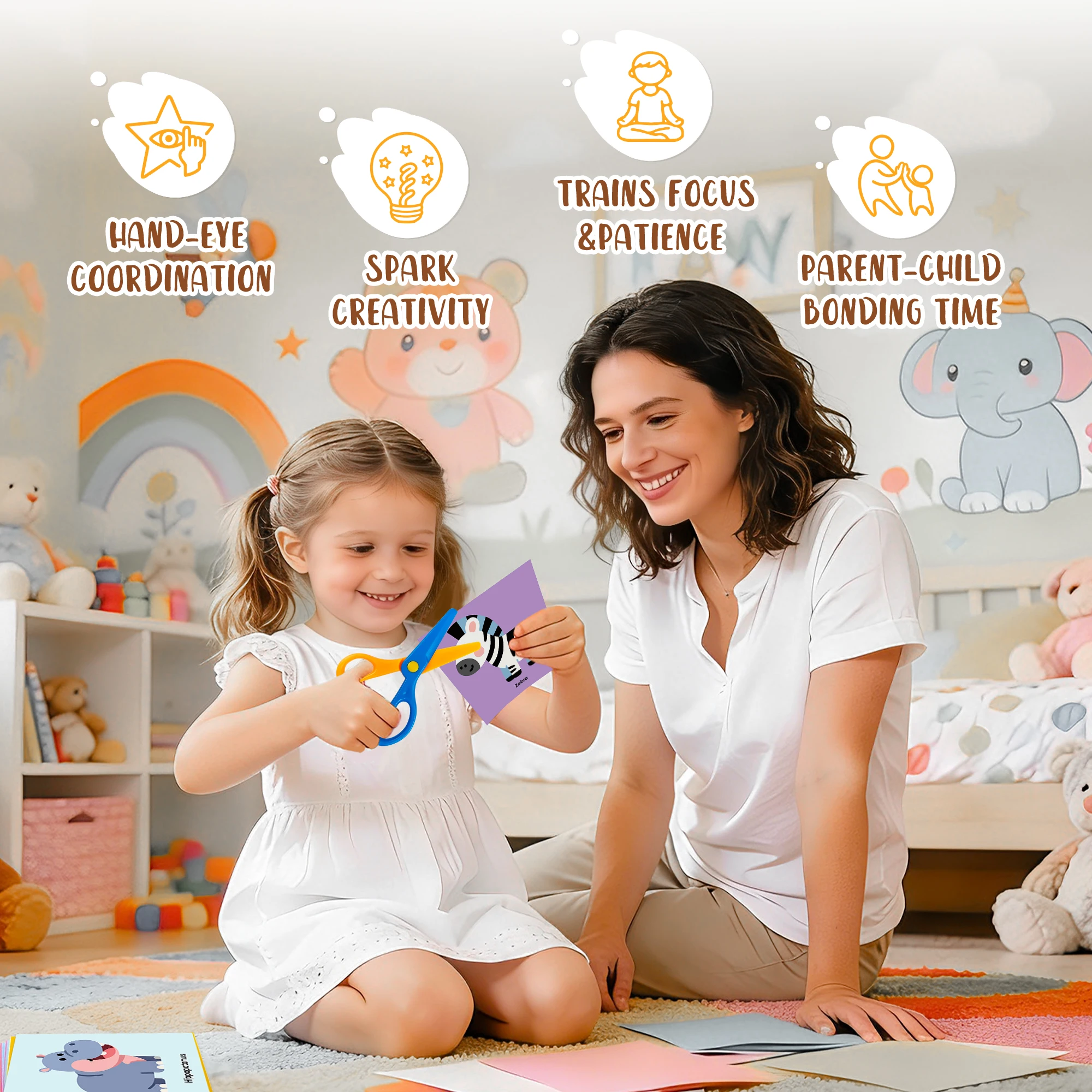 Kids Paper Cutting Scissor Skills Activity Book – Preschool Fine Motor Training Kids Paper Cutting Craft for Kindergarten Home