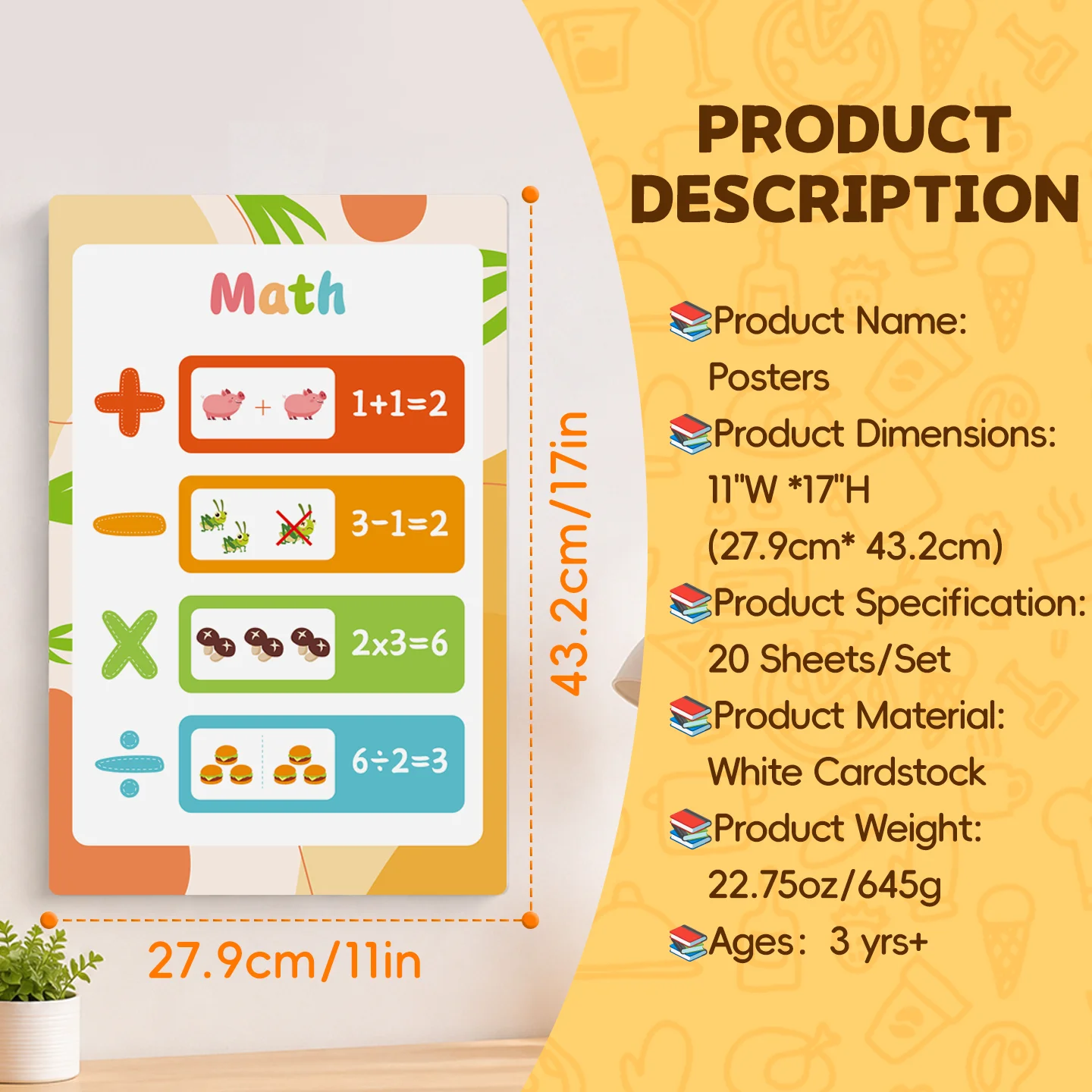 Laminated Learning Posters Educational Wall Art for Kids Homeschool Supplies Durable Cognitive Preschool Posters Customized