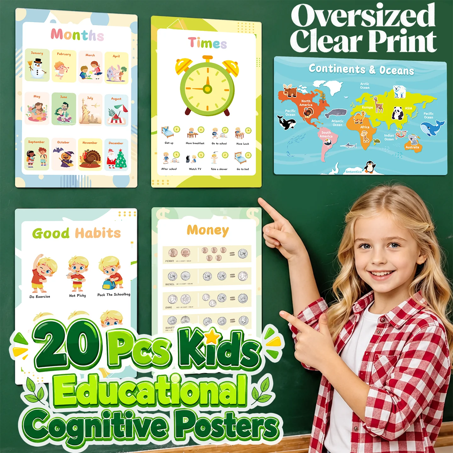Laminated Learning Posters Waterproof Tear-resistant Classroom Preschool Educational Wall Charts Wholesale Factory